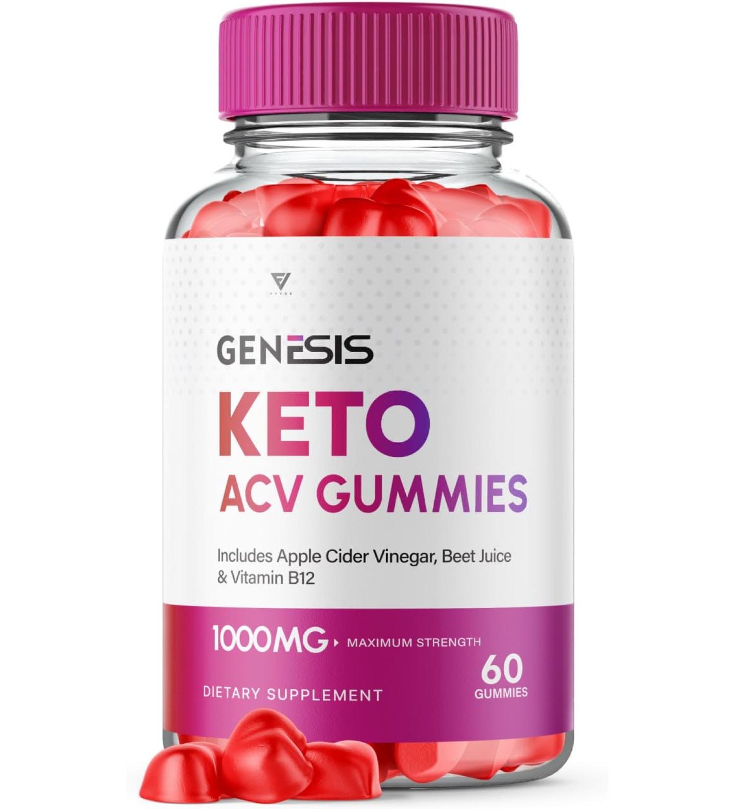 Genesis Keto ACV Gummies - Advanced Weight Loss Supplement with Apple Cider Vinegar for Belly Fat - 60 Gummies - Buy Online on GoSupps.com