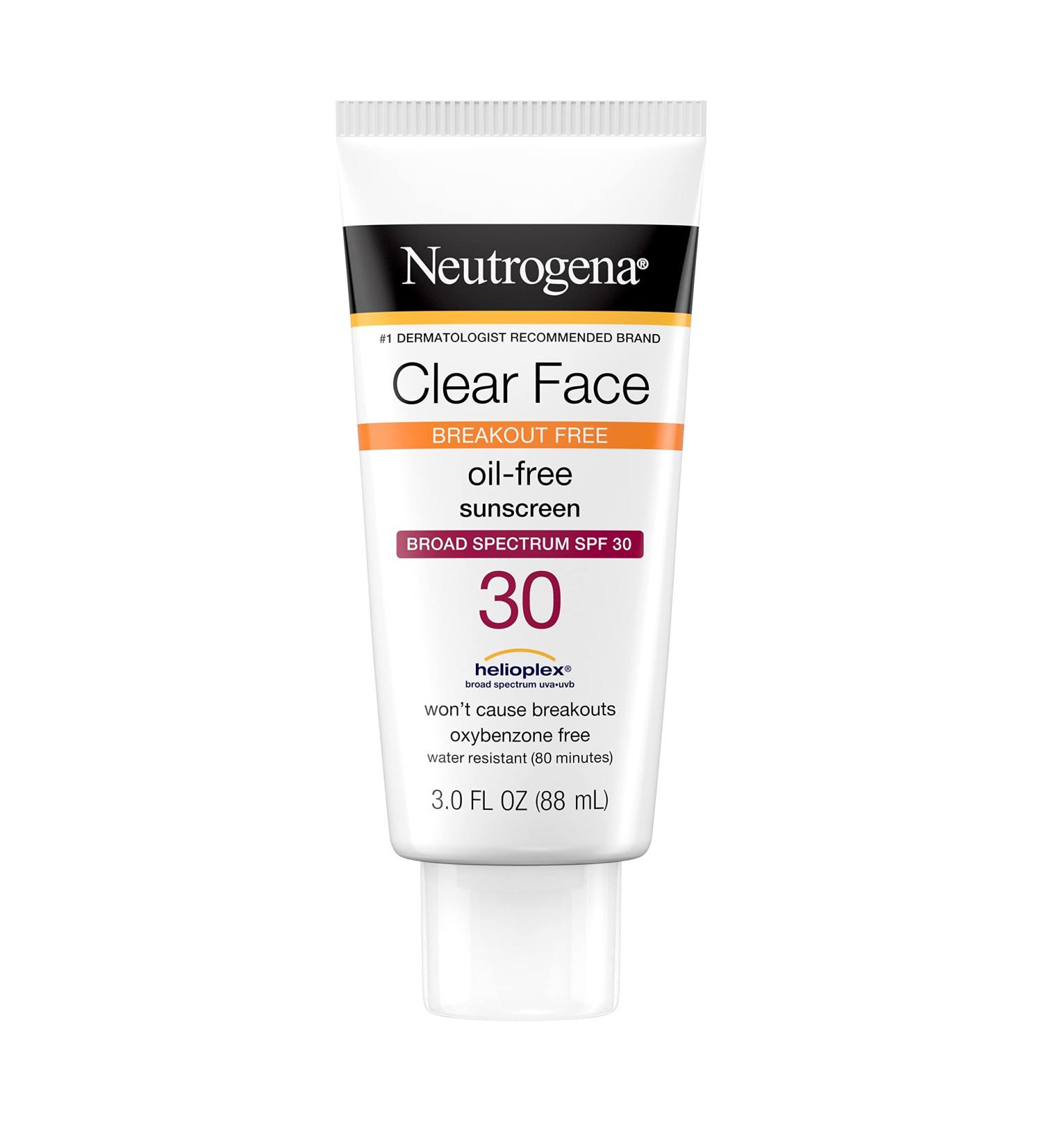 Neutrogena Clear Face Liquid Sunscreen SPF 30 for Acne-Prone Skin - 3 fl. oz - Buy Online on GoSupps.com