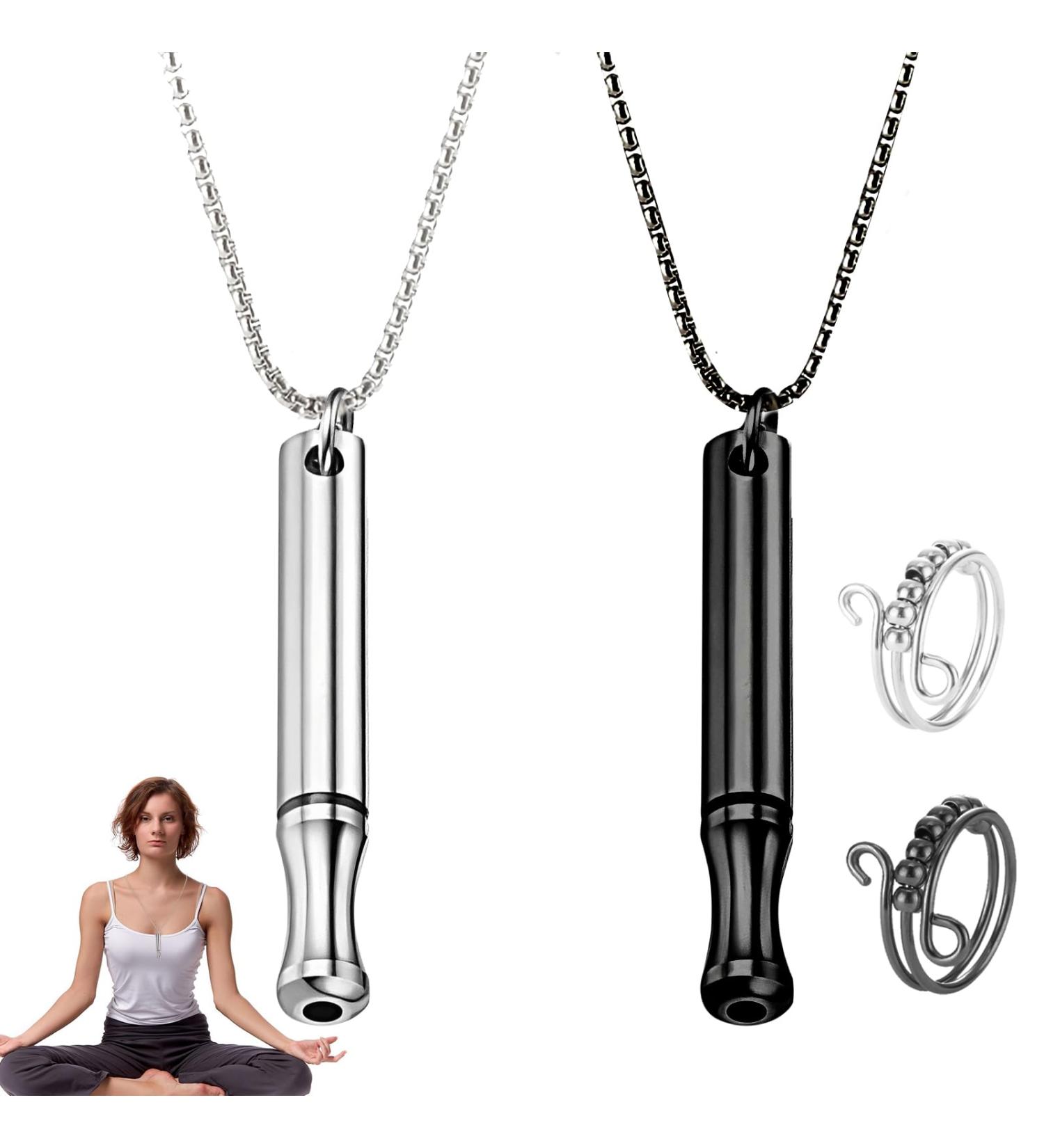 DMNQ 4-Piece Breathing Half Chain Set | Smoke Cessation Aids - 2PC Spinning Ring & 2PC Smoke Chains | Anxiety Relief & Relaxation Tools (Steel Color Black) - Buy Online on GoSupps.com