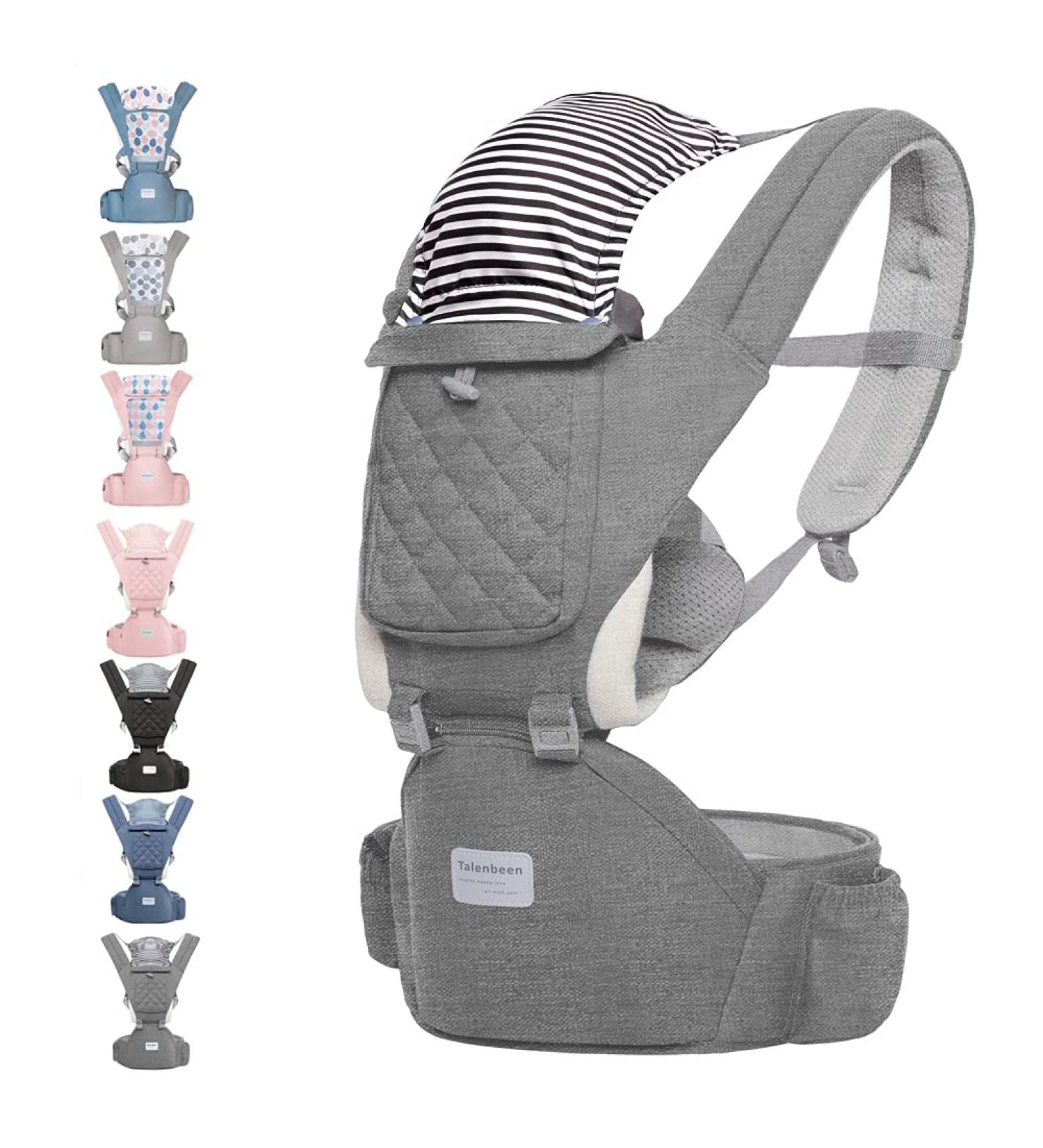 6-in-1 Baby Carrier with Hip Seat & Lumbar Support - Adjustable for Newborn to Toddler - Light Grey, 7-41 lbs - Ideal for All Seasons & Activities - Buy Online on GoSupps.com
