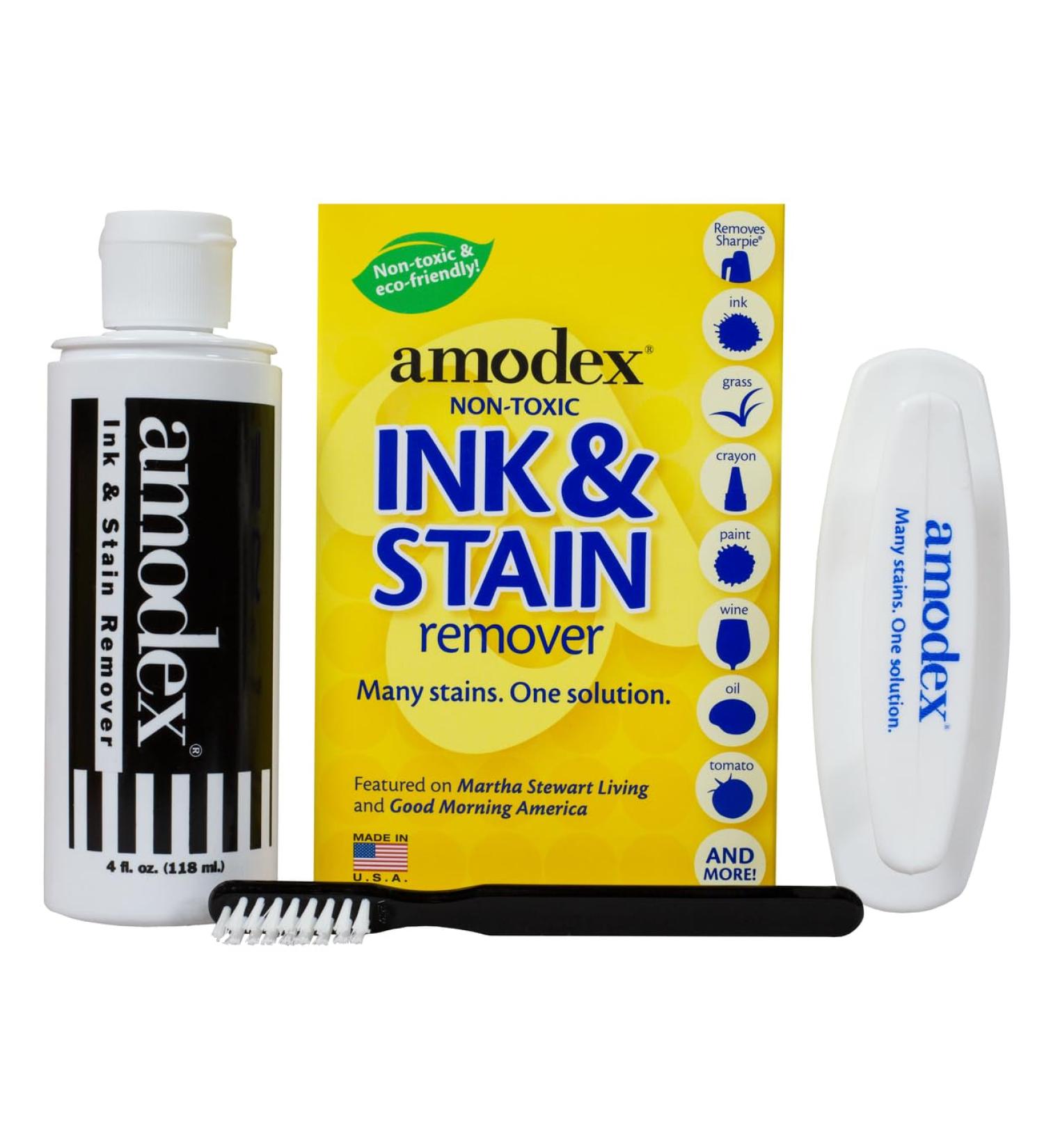 Amodex Ink & Stain Remover Kit | Effective Spot & Permanent Marker Remover for Clothes | Includes Brushes & Brochure | International Shipping Available - Buy Online on GoSupps.com