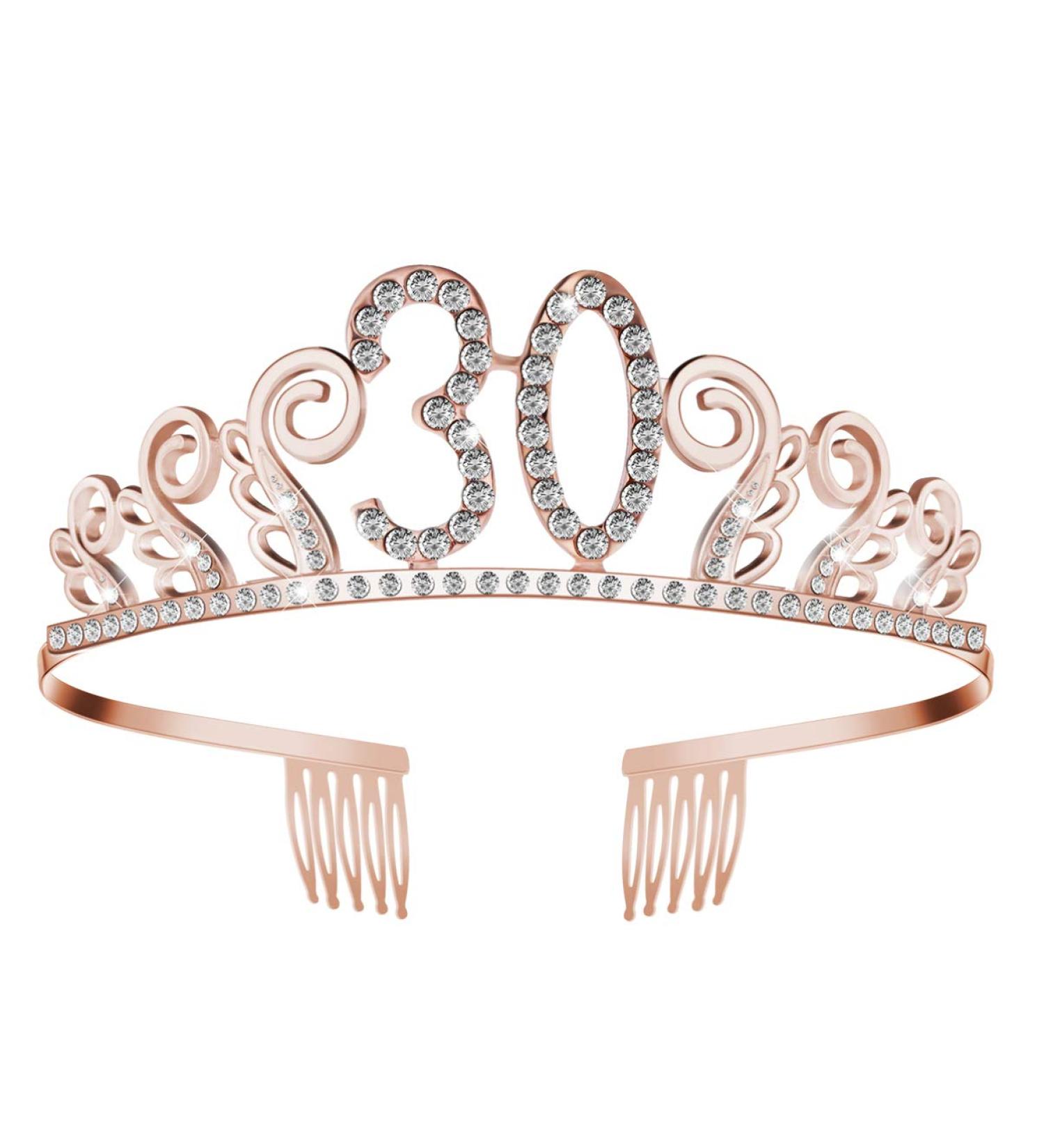 Beaupretty Frcolor 30th Birthday Crown Crystal Headband Tiara with Comb for Party(Rose Gold) - Buy Online on GoSupps.com