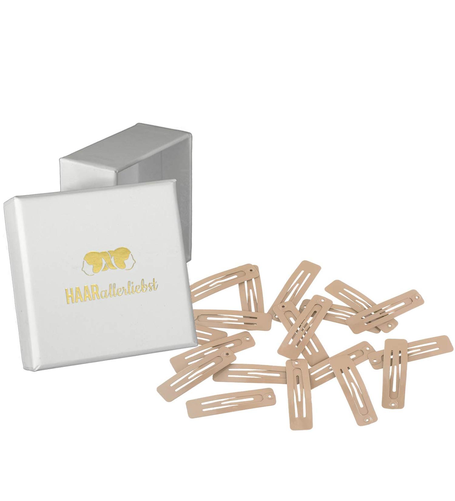 HAARallerliebst Small Rectangular Hair Clips (20 Pieces Beige 3.9 cm) with Storage Box - Perfect for Organizing - Buy Online on GoSupps.com