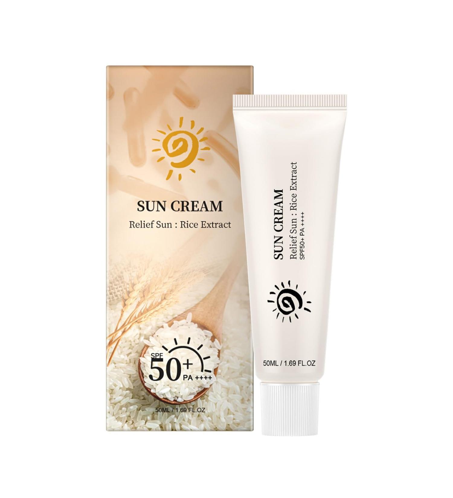 Invisible Sunscreen for Face - Rice Sunscreen Cream SPF50 PA++++ | Korean Skin Care Moisturizing UV Protection for All Skin Types - Buy Online on GoSupps.com