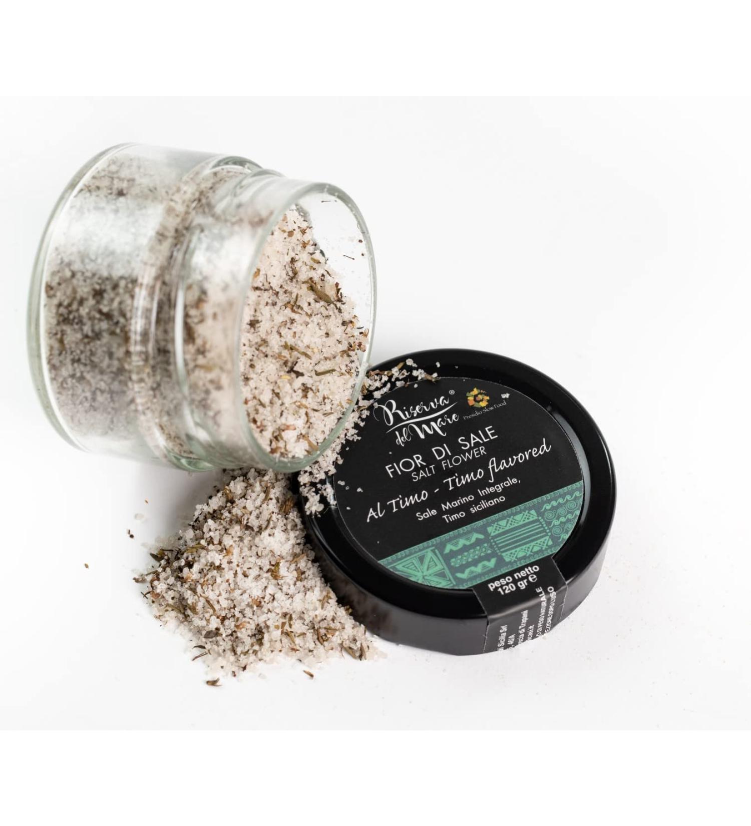  Riserva del Mare Fleur de sel flavoured with thyme Slow Food garnish 120g. - Buy Online on GoSupps.com