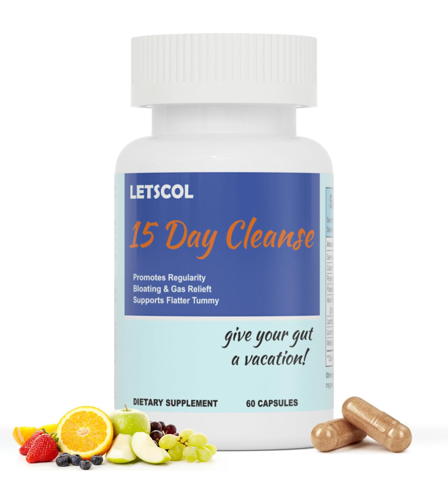 15 Day Gut Cleanse - Advanced Colon Support with Senna & Psyllium Husk Non-GMO Detox Capsules for Men & Women - Buy Online on GoSupps.com