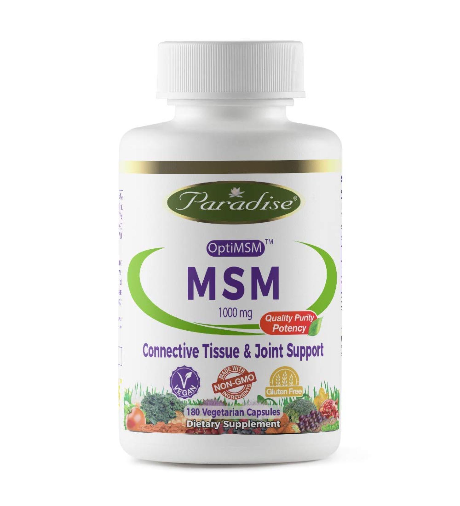 Paradise Herbs MSM 1000 mg 180 Vegetarian Capsules
