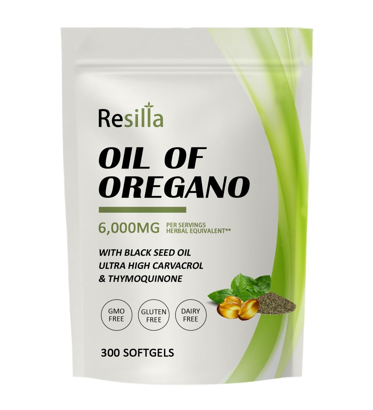 RESILLA Oil of Oregano with Black Seed Oil - Aceite de Or gano Capsulas Non-GMO Gluten Free Antioxidant & Immune Support (1) - Buy Online on GoSupps.com