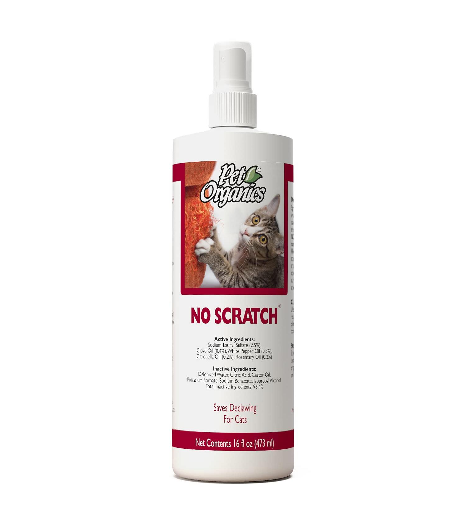 NaturVet Pet Organics No Scratch Spray for Cats  Pet Training Spray to Discourage Clawing, Cat Scratching  Safe for Carpet, Furniture, Drapes, Fabric  cGMP Compliant  16 Oz.