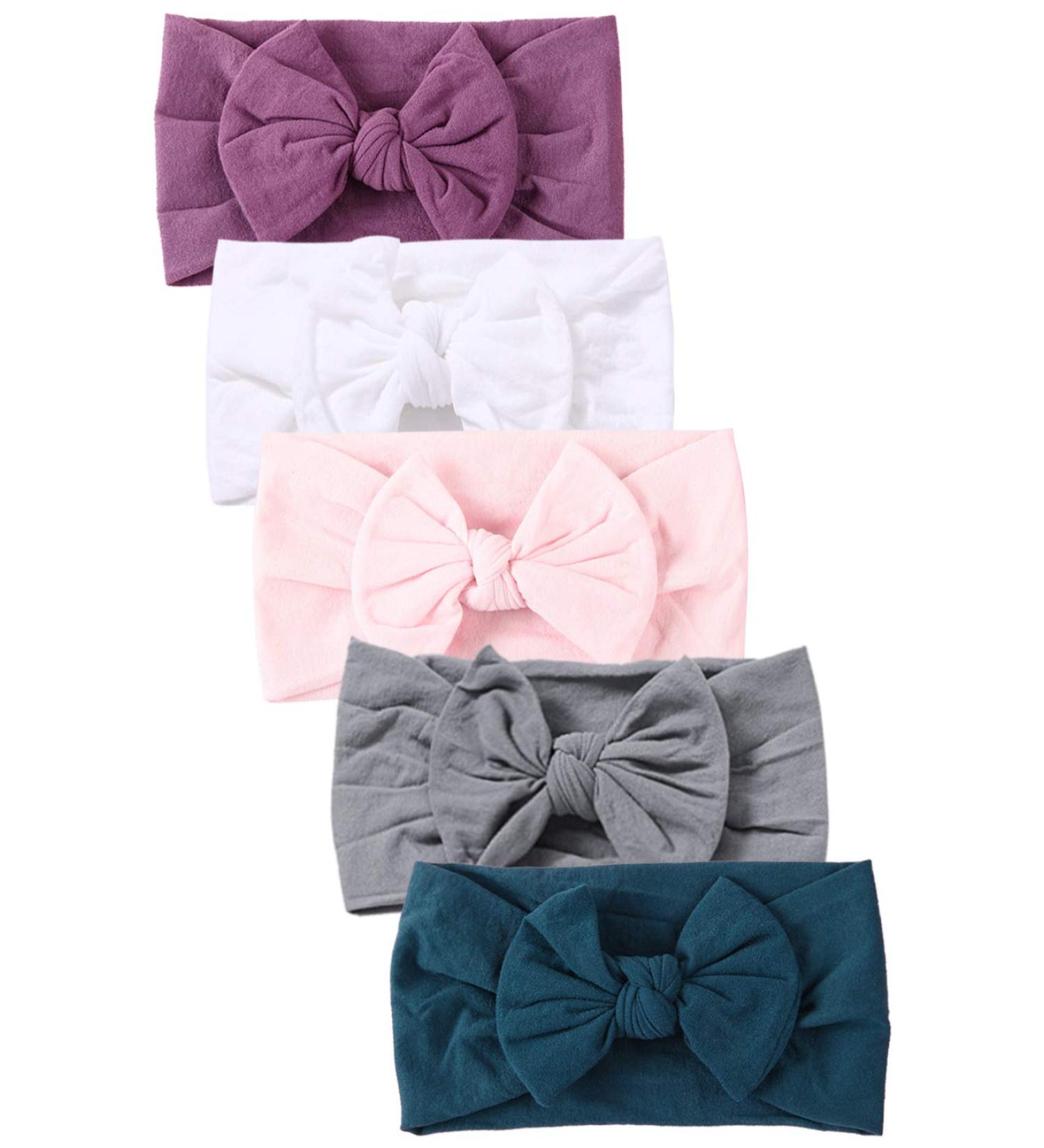 Newborn Baby Girl Headbands - 5pcs-A Baby Headbands Hair Bands for Girls | Soft and Cute Baby Essentials Headwear - Buy Online on GoSupps.com