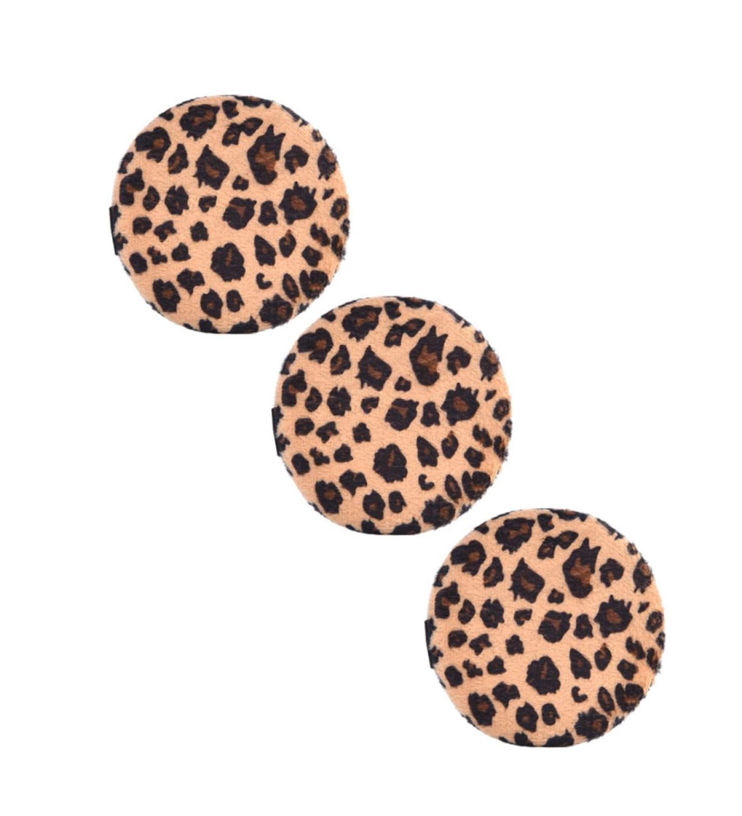 FRCOLOR Bathing Accessories Leopard Print Round Puff esponjas para maquillaje cosmetic puffs pads large sponge dry face puff Household Powder Flocking cloth make up Blending Sponge - Buy Online on GoSupps.com