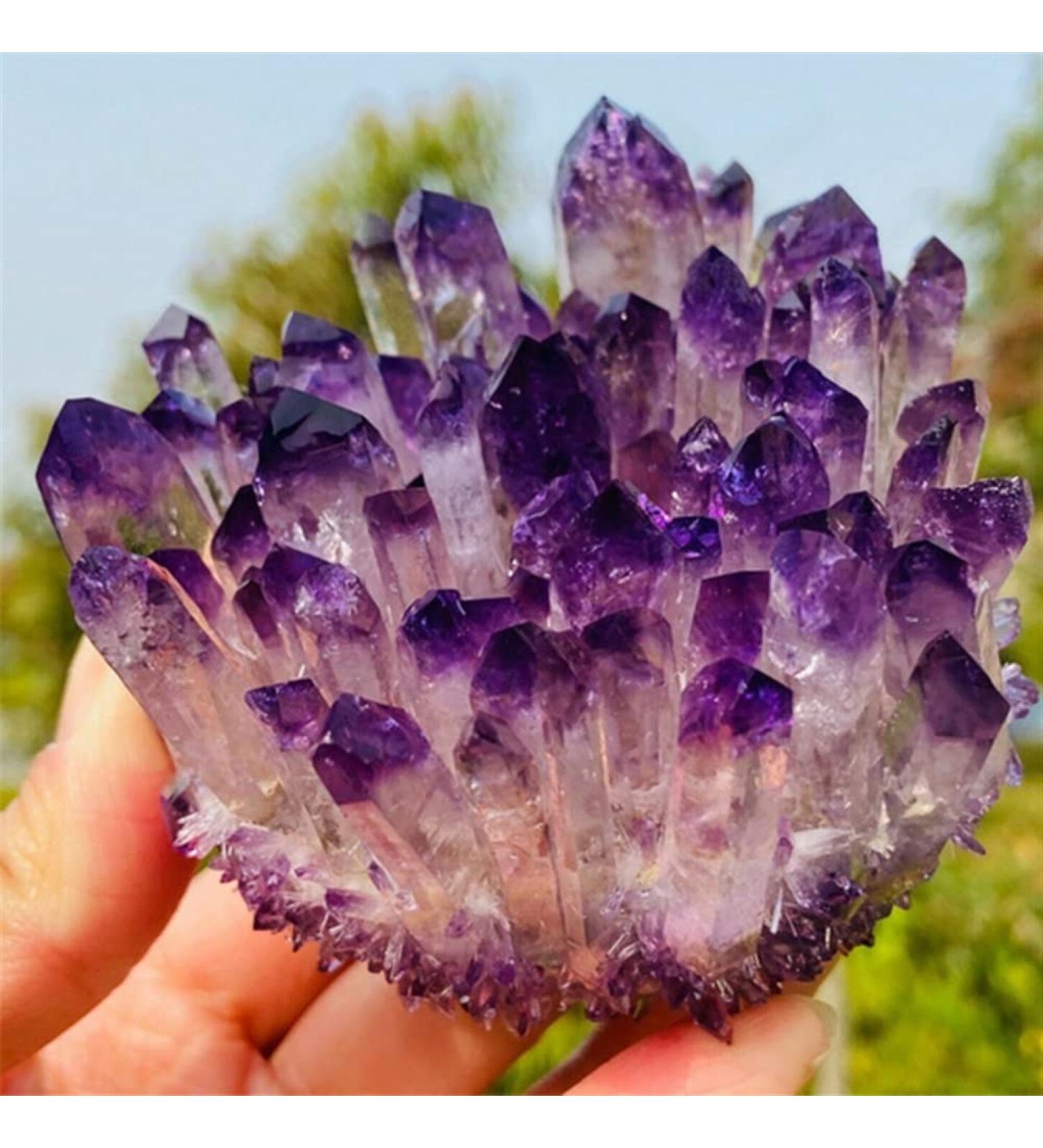 Natural Crystal 1PC Natural Crystal Cluster Amethyst Specimen Ore Purple QuartzStone Raw Crystals Home Power Stone Crystal dingchi FUZEGRDLI 300-400g - Buy Online on GoSupps.com