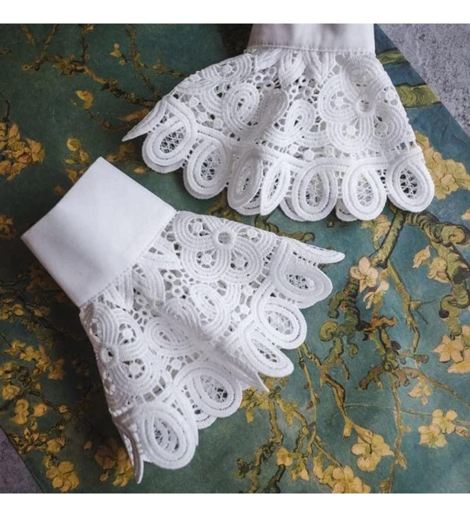 Buy Decorative Hohlaussticker Embroidery Flower Fake Sleeves & Cuffs | Lolita Stricker Sweater - White Egg Unit Size | International Shipping Available - Buy Online on GoSupps.com