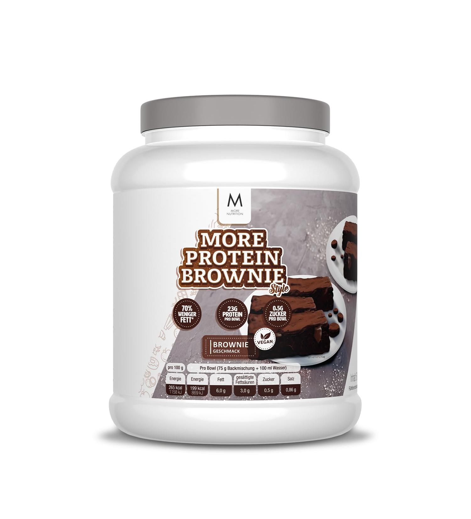 MORE Protein Brownie Mix 600g | Vegan High-Protein Brownies | Quality Tested | Made in Germany - Shop Internationally - Buy Online on GoSupps.com