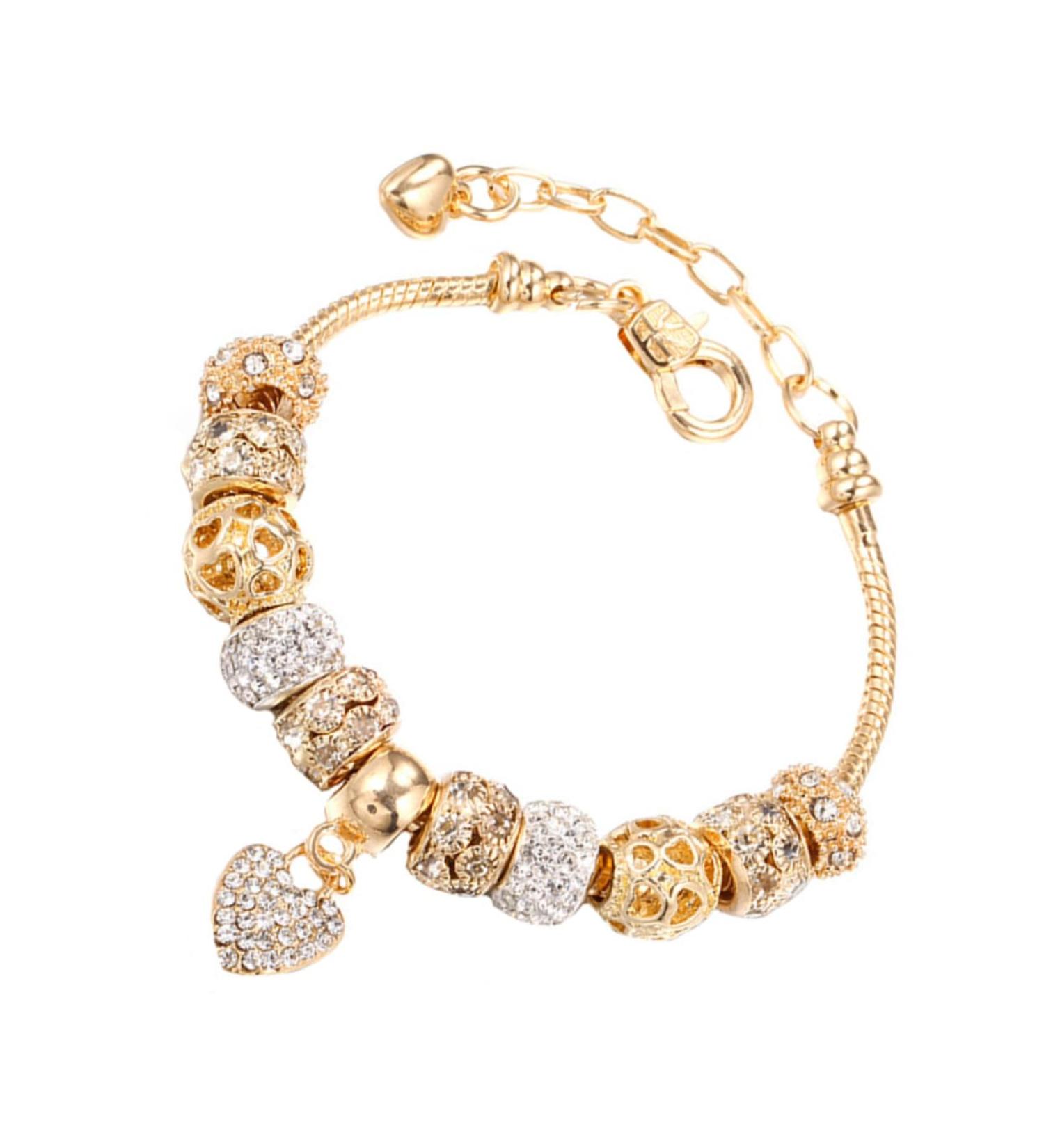 Adorainbow Heart Charm Bracelet Heart Pendant Bracelet Tennis Bracelet for Women Bracelets Beaded Stretch Bracelet Trendy Jewelry Crystal Beads Heart Decor Big Hole Beads Alloy Miss Wrist - Buy Online on GoSupps.com