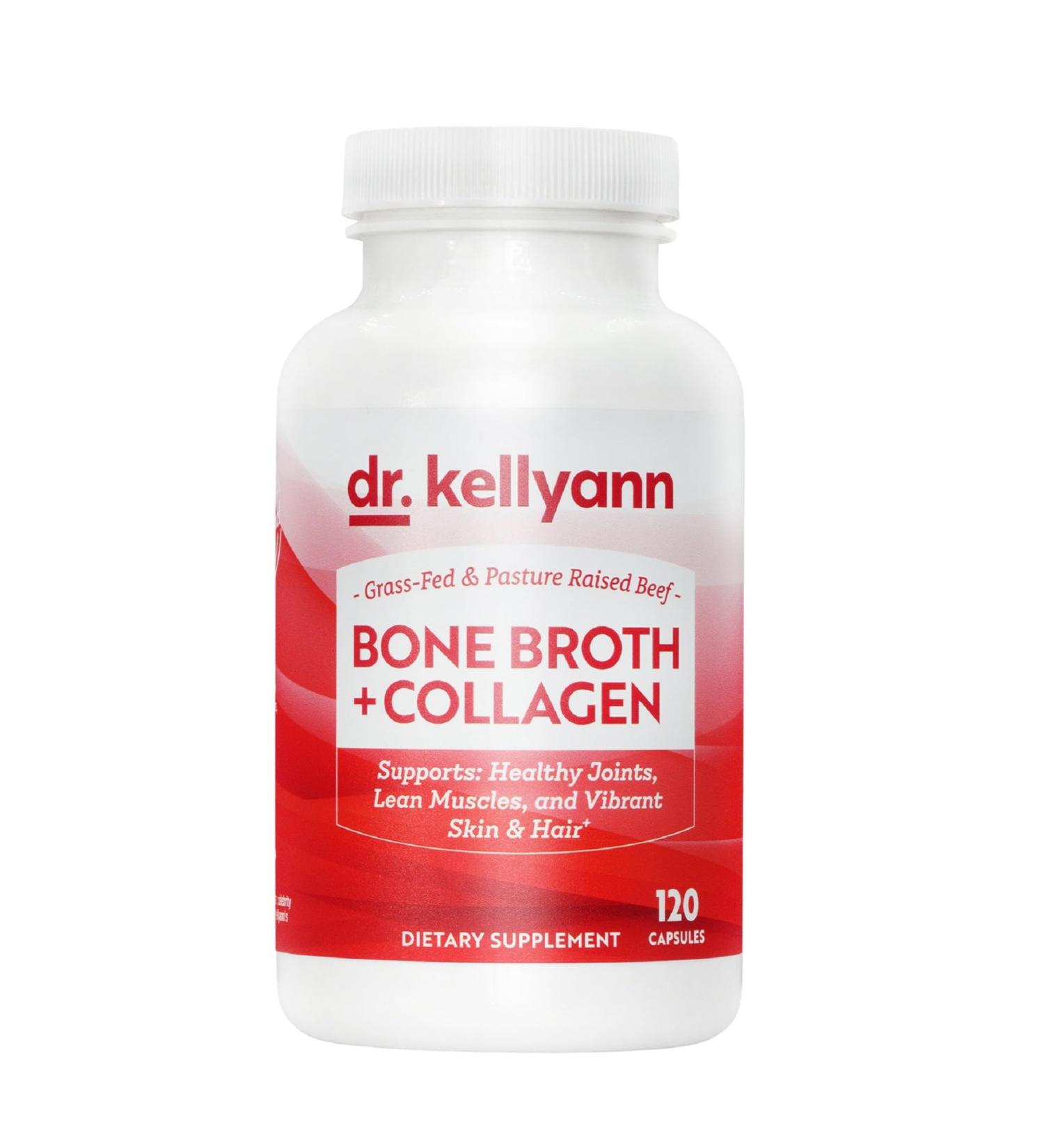 Dr. Kellyann Bone Broth Capsules | 500mg Collagen Per Serving | Supports Gut Health | Joint & Cartilage Repair | Skin Hair Nails | Fasting Support | Grass-Fed Beef | Digestive Wellness | 40 Servings - Buy Online on GoSupps.com