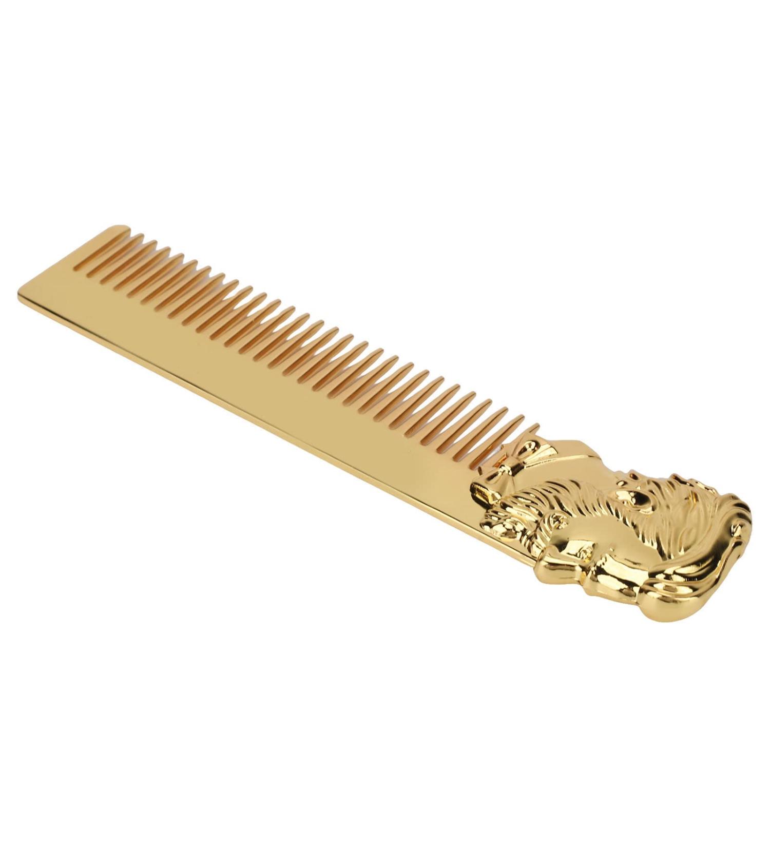 Portable Zinc Alloy Oil Hair Comb - Vintage Gold Beard Comb for Home & Salon Hairdressing - Buy Online on GoSupps.com