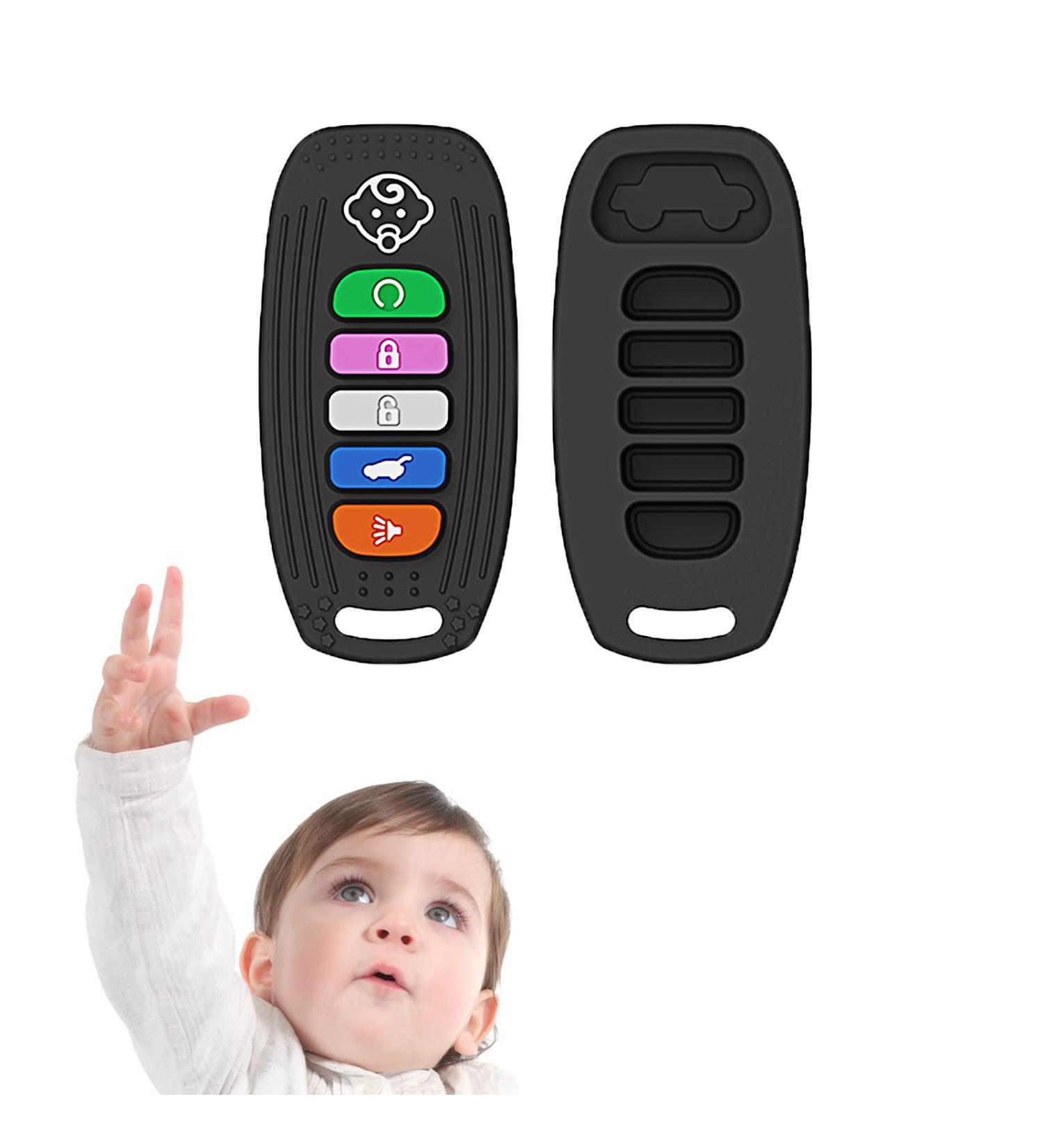 2-Pack Silicone Baby Teething Toys - Car Key Remote Control Soft Teether for Babies 6-12 Months (2PCS-Black) - Buy Online on GoSupps.com