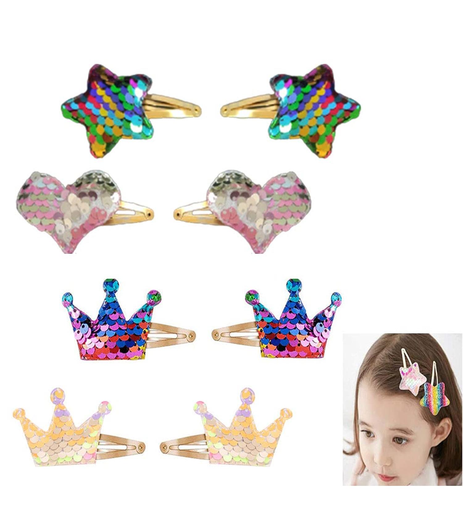 8-Piece Caricature Hair Clips for Girls | Glitter Hairpins for Children | Stylish & Fun Designs for Ladies & Kids - Buy Online on GoSupps.com