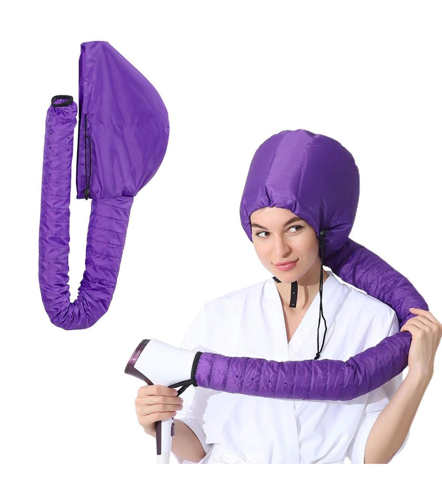 ZKGYUS Hair Dryer Hood | Bonnet Attachment for Hairdryers | Salon-Quality Helmet Drying Cap | Purple Hair Wrap & Turban - Buy Online on GoSupps.com