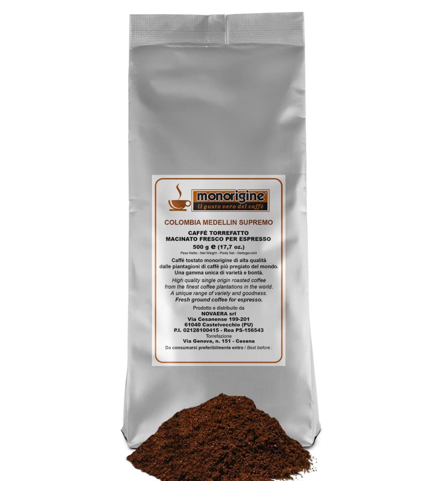 MONORIGINE Grinded Arabica for espresso Coffee Colombia Medellin supremo - 500 gr