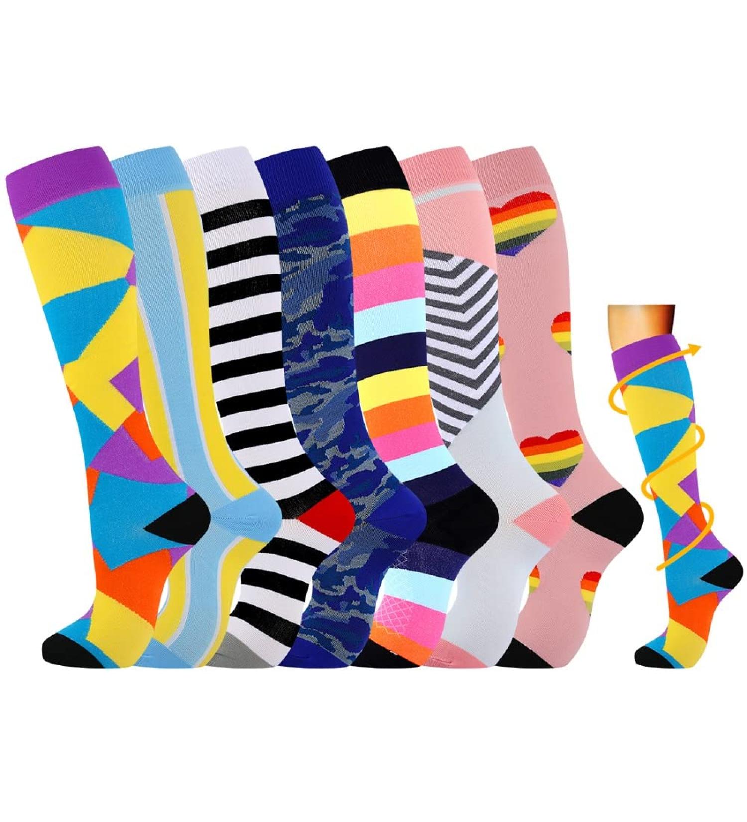 Losvcbcx Compression Socks 15 20 mmHg for Men & Women 7 Pairs | Best Sports & Medical Stockings for Nurses | Ideal for Air Travel | Size Mix L-XL - Buy Online on GoSupps.com