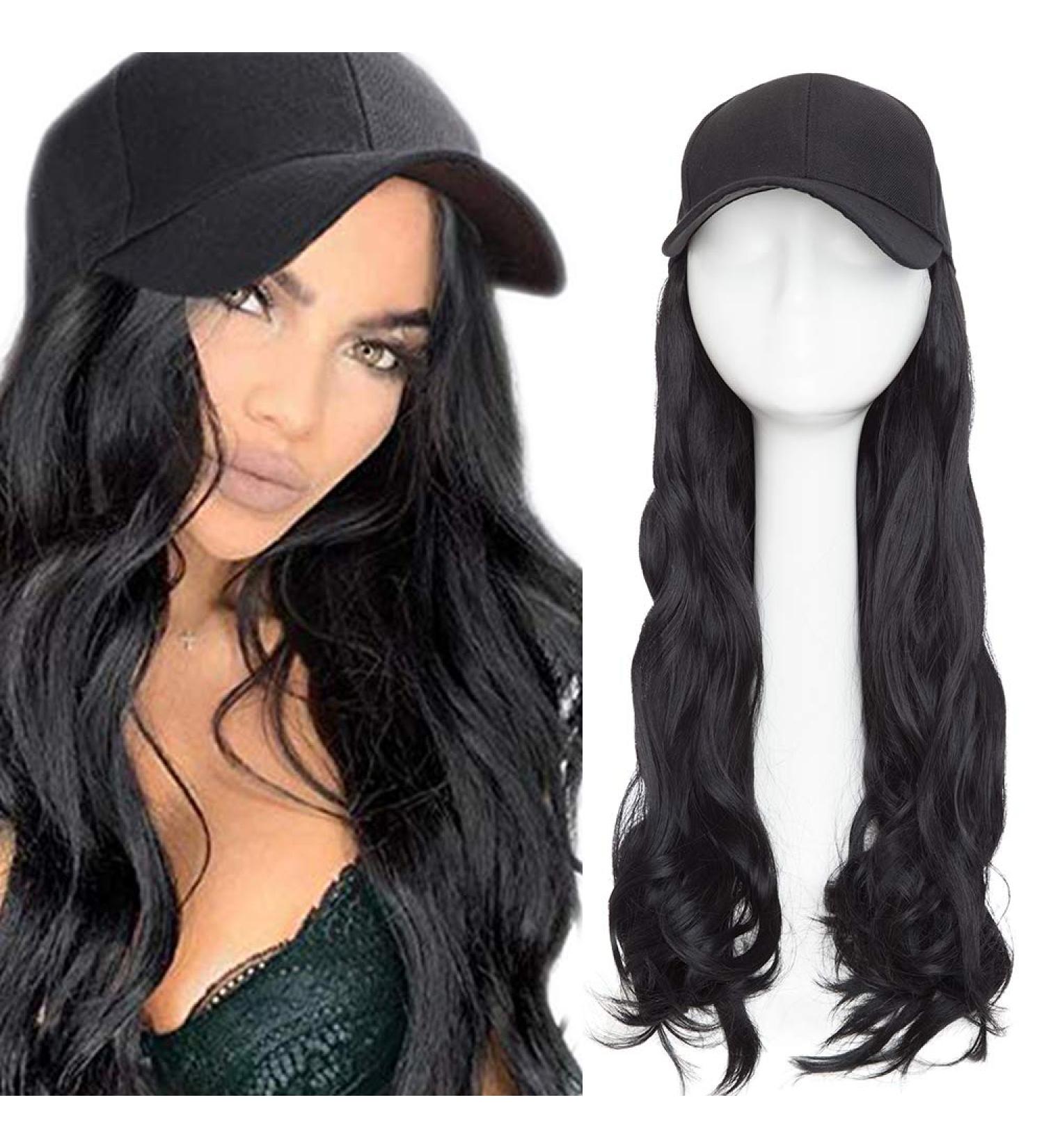 SEGO Hair Extensions with Baseball Cap - Wavy Realistic Black Wig Hairpiece | International Shipping Available - Buy Online on GoSupps.com