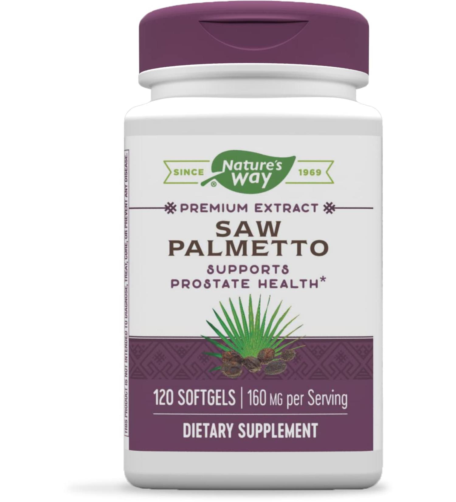 Nature's Way Saw Palmetto Extract 160mg - 120 Softgels for Prostate Health - Buy Online on GoSupps.com