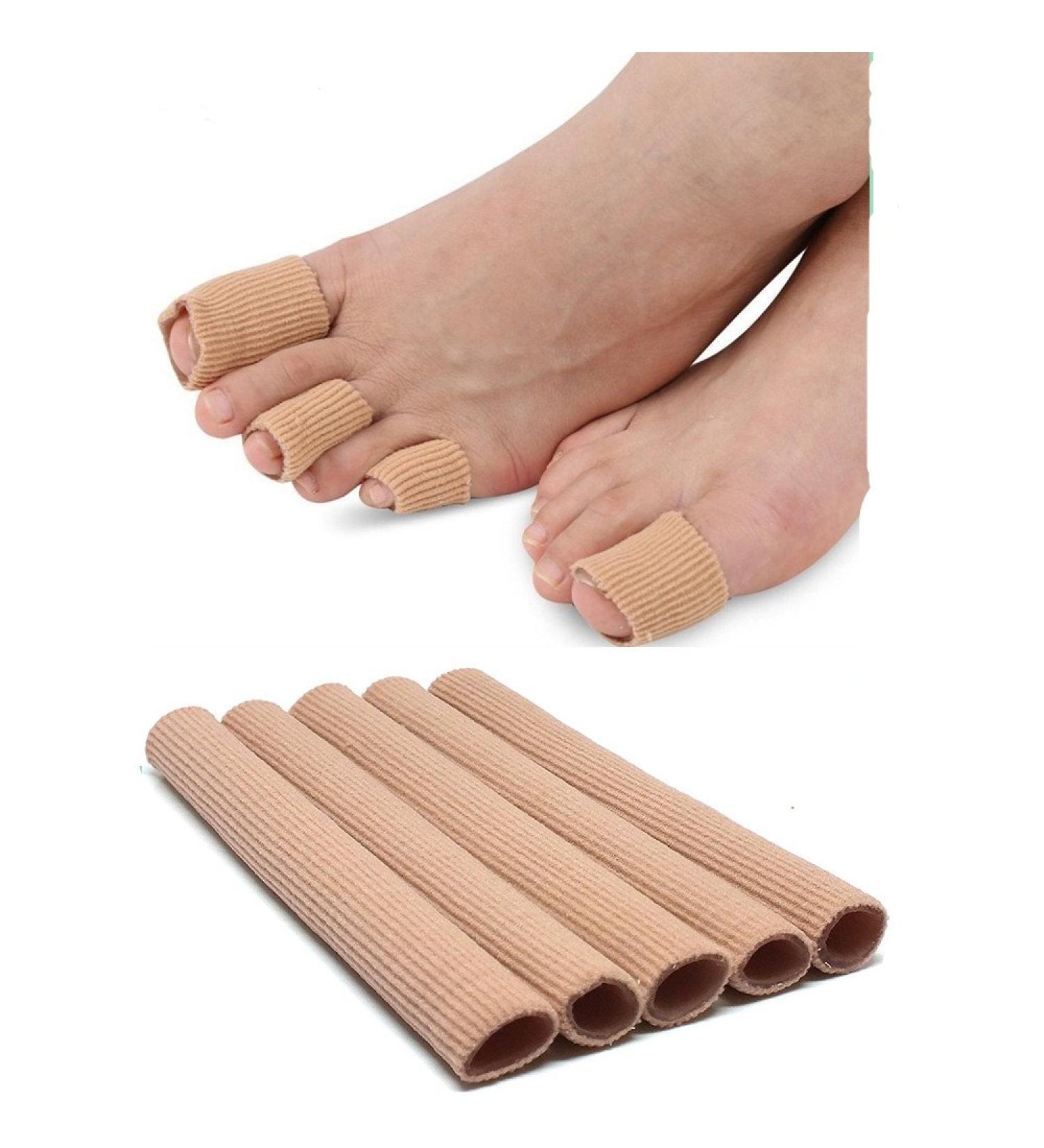 Cuttable Toe Tubes Sleeves 5 Pack with Silicone Gel Lining - Toe Sleeve Protectors for Pain Relief, Corn and Callus Remover - Small Size - Buy Online on GoSupps.com