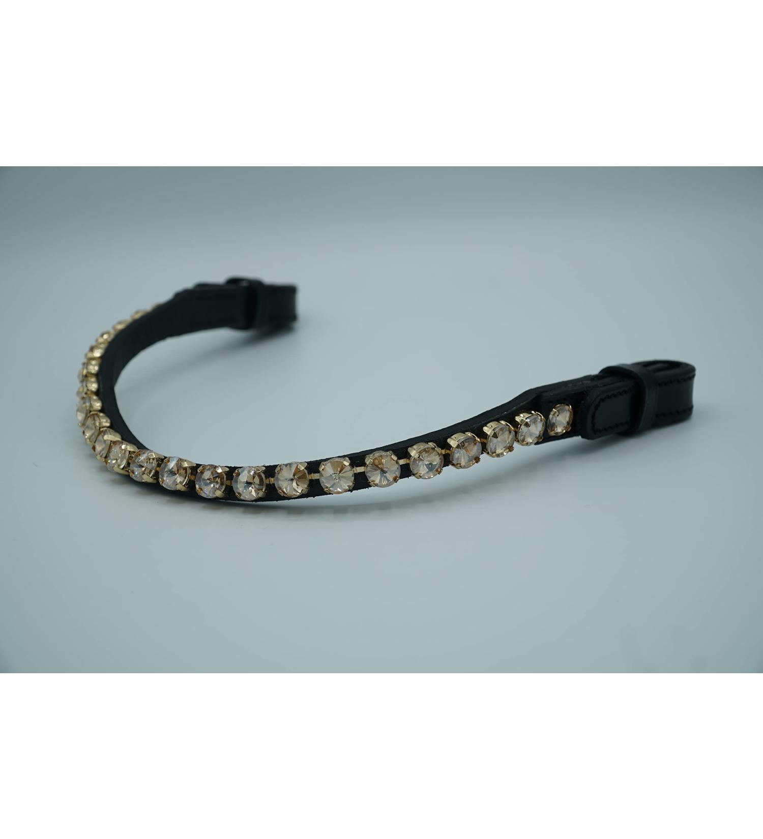 Generous head straps with quick lock and 10mm stone horse Horse brow band (thoroughbred 41 cm light gold) whole blood 41 cm light gold