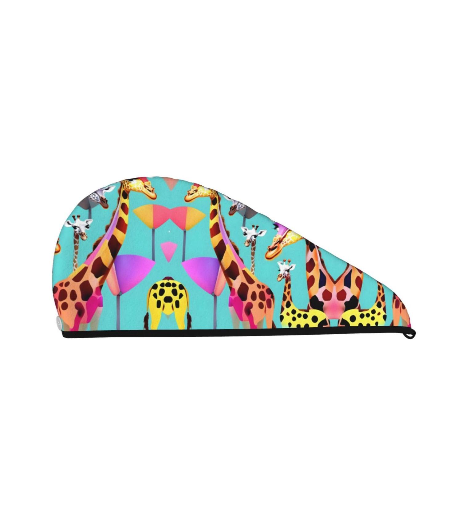 Colorful Giraffe Hair Drying Cap - Quick-Dry Coral Velvet Towel Wrap for Women & Men | Ideal for Travel & Home - Buy Online on GoSupps.com