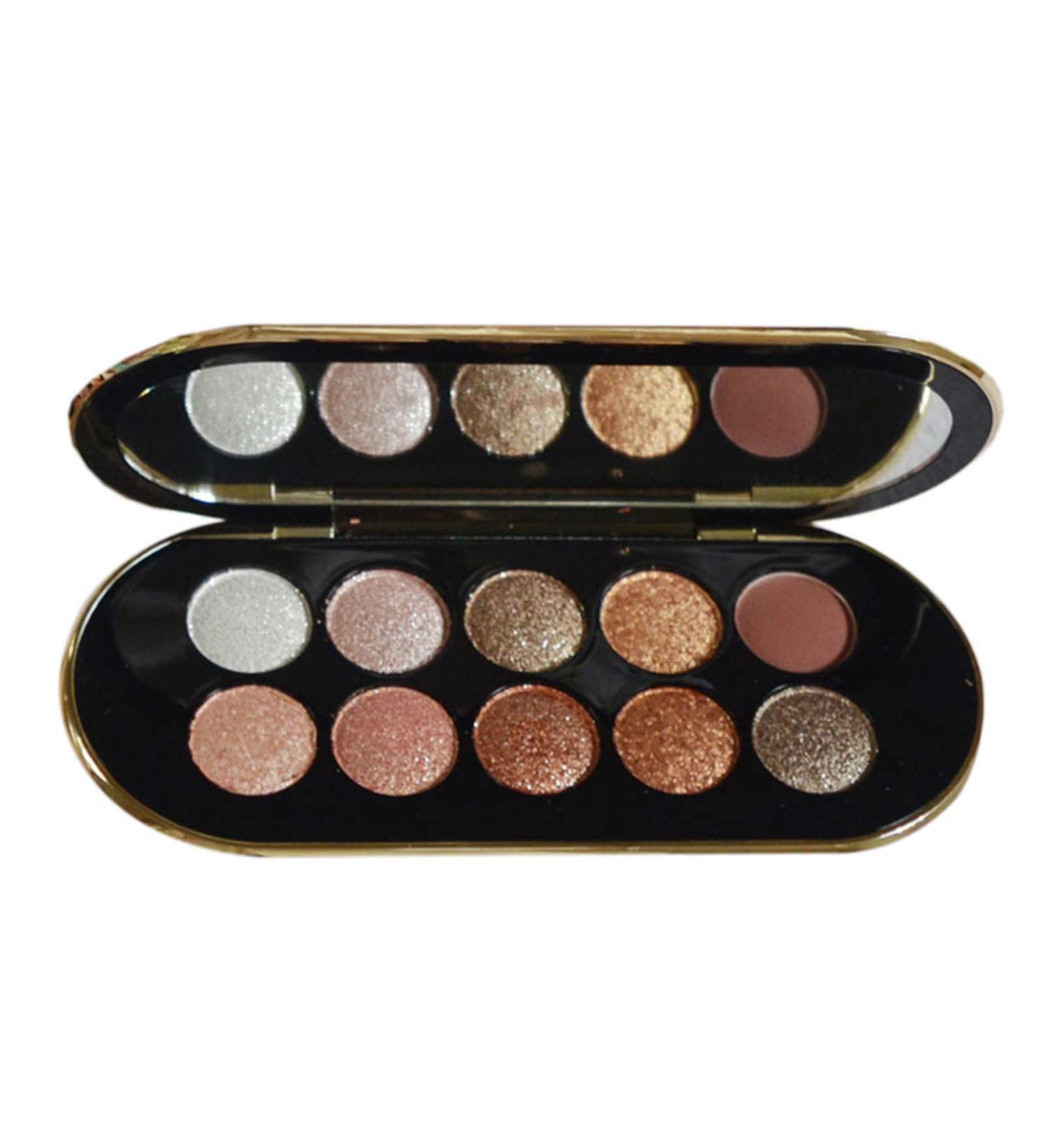 Gold Glitter Eyeshadow Palette - 10 Colors Shimmer Makeup Set | Long Lasting & Waterproof - Professional Nude Eyeshadow Palette - Buy Online on GoSupps.com