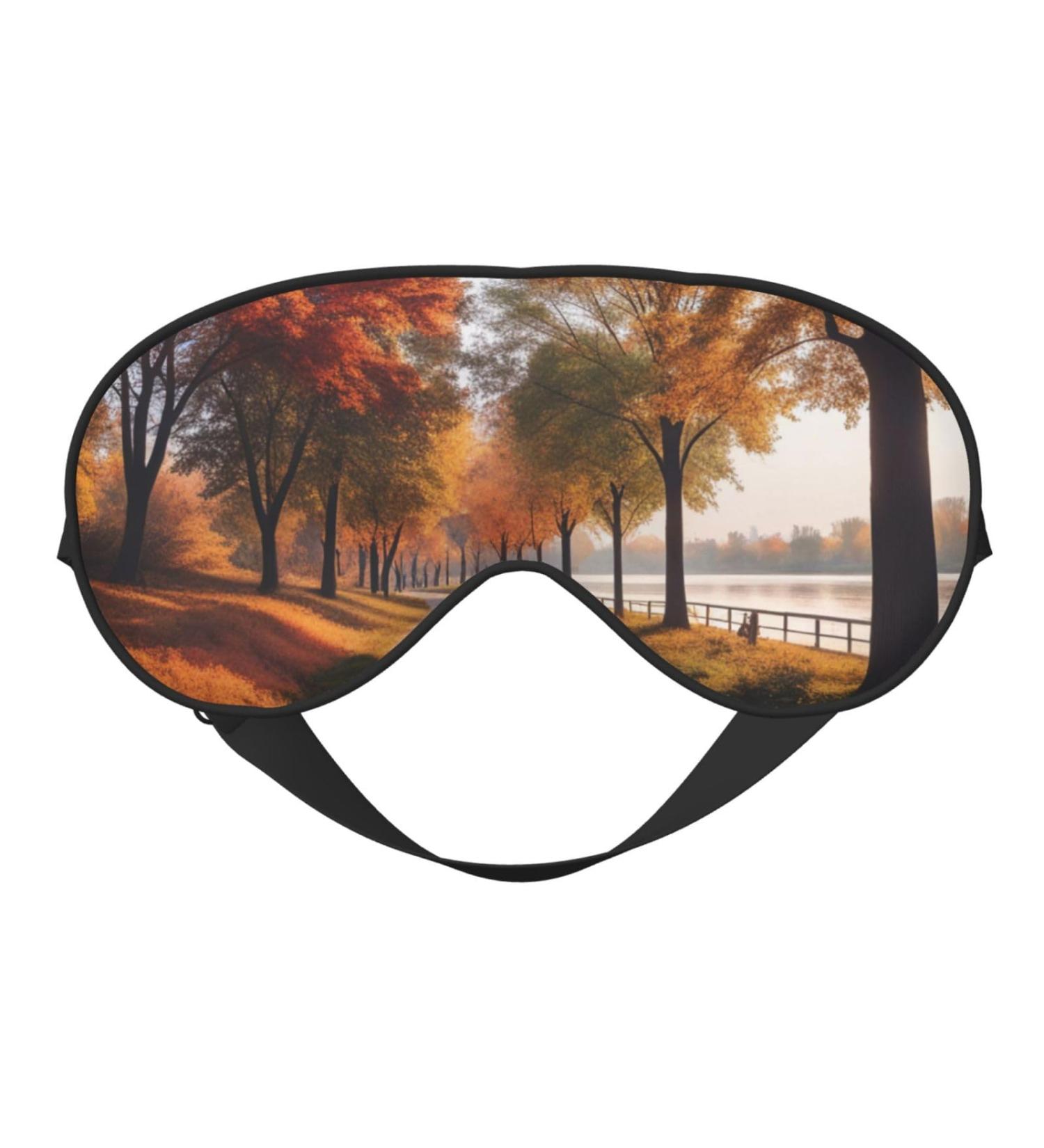 Soft Autumn River Park Eye Mask - Adjustable Breathable Light Blocking Double-Sided for Ultimate Sleep Comfort - International Shipping Available - Buy Online on GoSupps.com