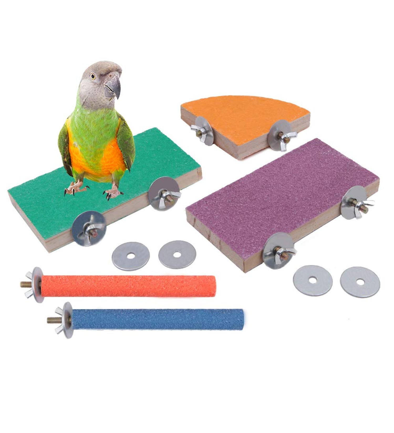 Geluode 5 Pack Bird Perches Natural Wood Birdcage Scrub Stand Platform for Bird Parrot Budgies Parakeet Cockatiels Conure Lovebird Cage Paw Grinding Toy - Buy Online on GoSupps.com