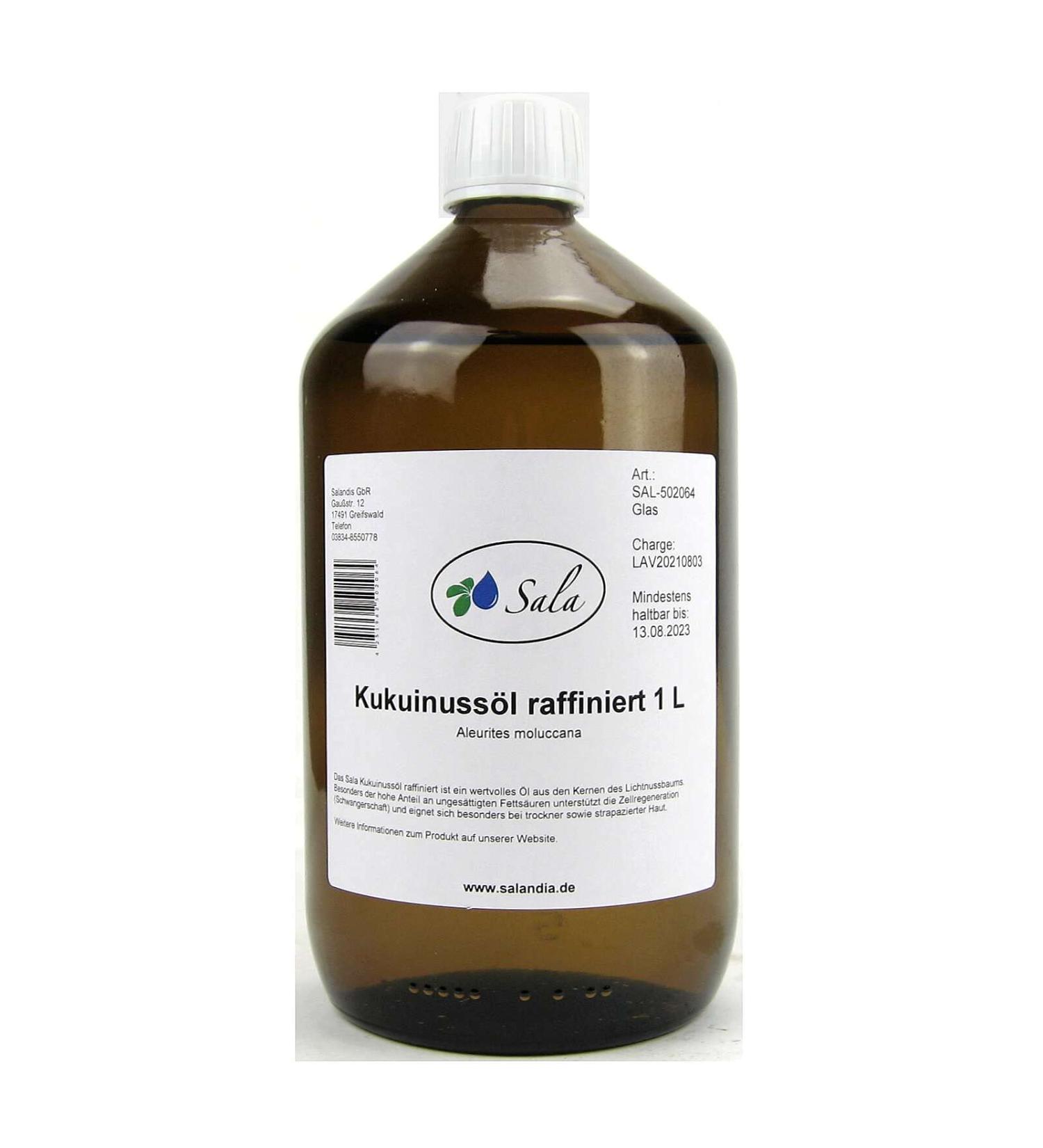 Sala Kukui Nut Oil refined 1000 ml 1 L glass bottle