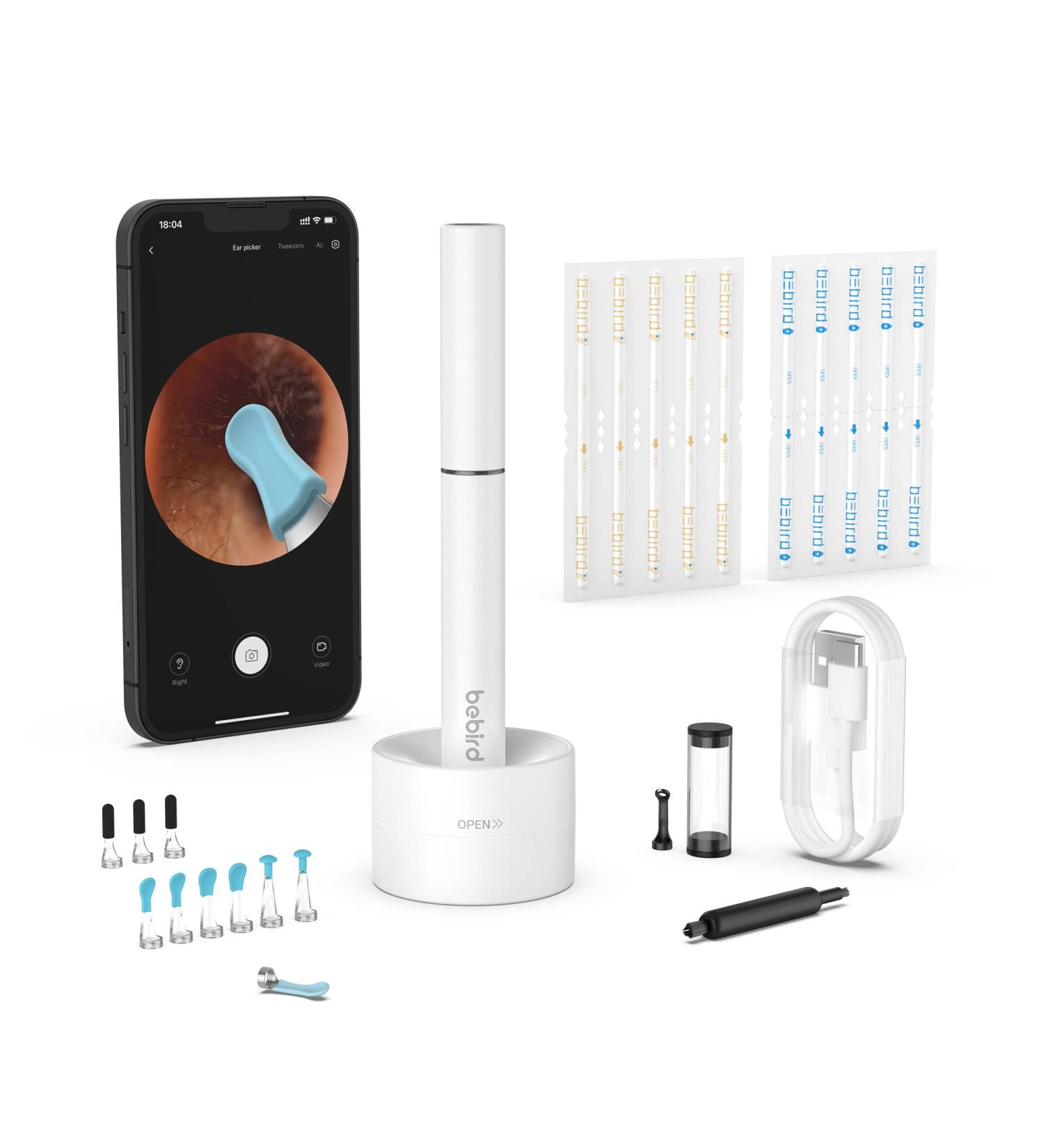 Bebird P30 Ear Wax Removal Tool | 1080P HD Ear Camera with 6 LED Lights | Compatible with iPhone & Android | White - Buy Online on GoSupps.com