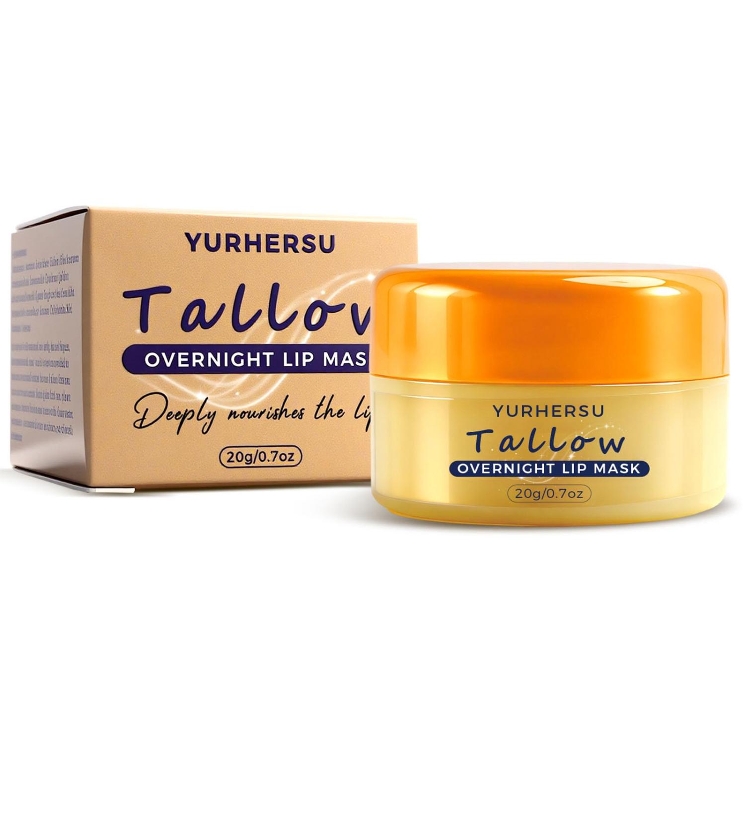 Beef Tallow Lip Mask Hydrating & Glossy Lip Balm and Lip Sleeping Mask with Shea Butter Lip Balm Treatment for Very Dry Chapped Lips Lip Lightening & Plumping with Instant Hydration Self Care - Buy Online on GoSupps.com