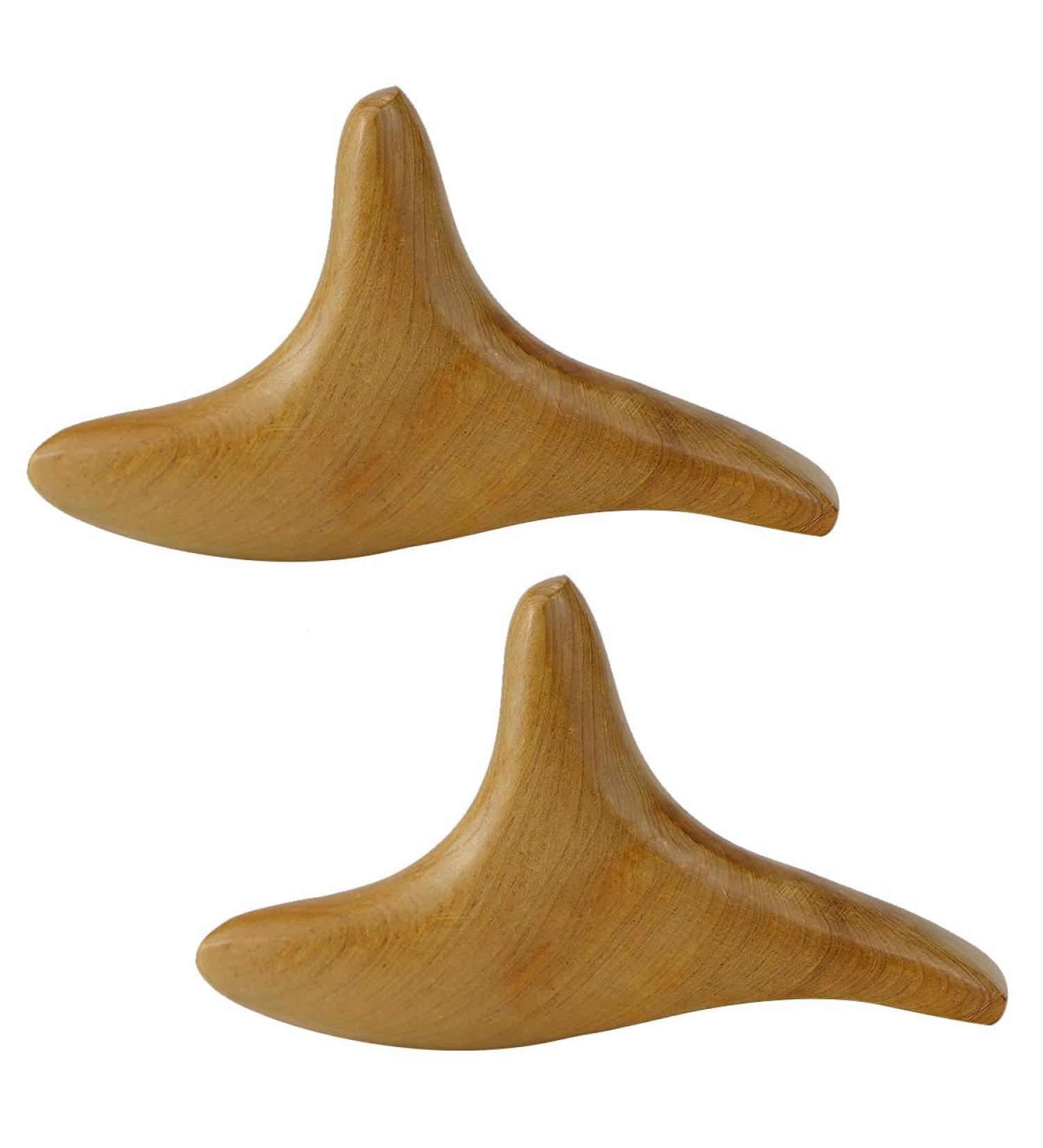 LNQ LUNIQI Trident Wood Massage Tool - Natural Gua Sha for Hands Feet Back & Face | Best Kampfolz Hand Massager for Relaxation - Buy Online on GoSupps.com