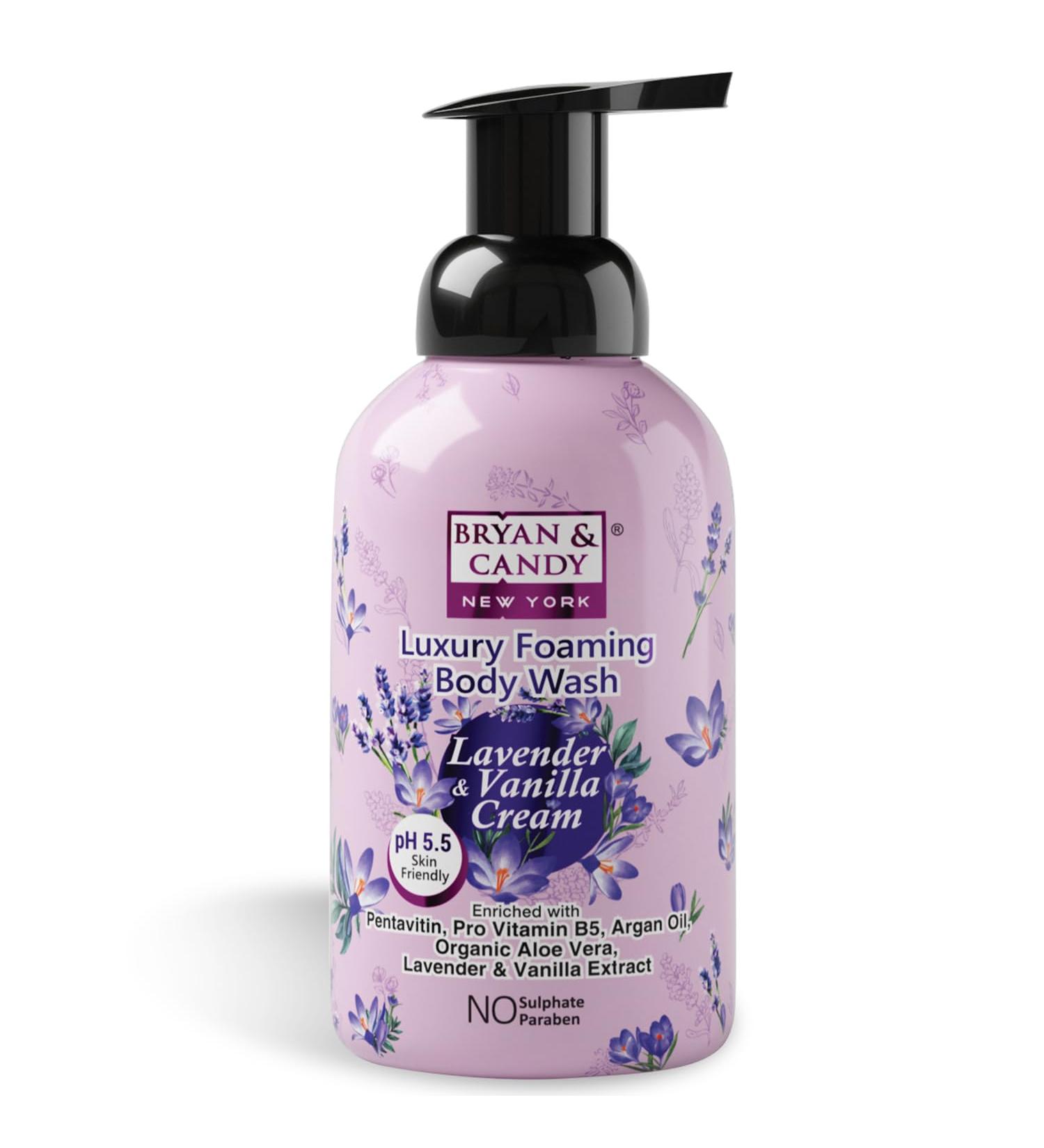 BRYAN & CANDY Lavender & Vanilla Cream Luxury Foaming Body Wash With Pentavitin Pro Vit B5 Argan Oil Lavender & Vanilla Extract Skin Friendly Ph 5.5 All Skin Types 400 Ml 400 Ml (Pack Of 1) White - Buy Online on GoSupps.com