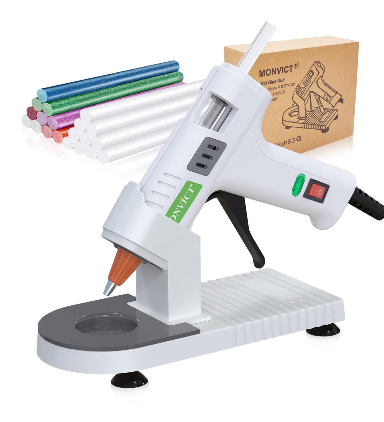 MONVICT 40W Mini Hot Glue Gun Kit - Fine Tip, 30 Glue Sticks, Stand & Silicone Mat - DIY Crafts, Home School Projects - White - Buy Online on GoSupps.com