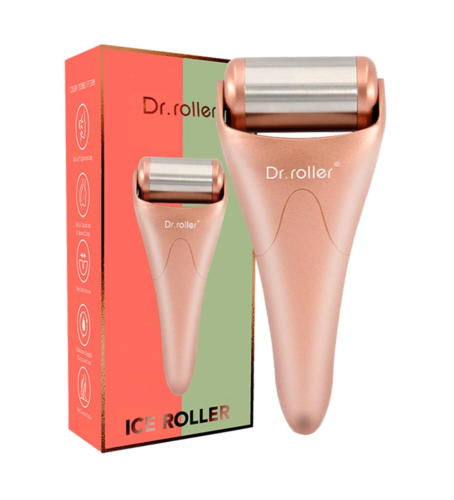 Dr. Roller Ice Roller Face & Eye Massage | Stainless Steel Facial Roller for Swelling Migraine Relief | Rose Gold Skincare Tool - Buy Online on GoSupps.com