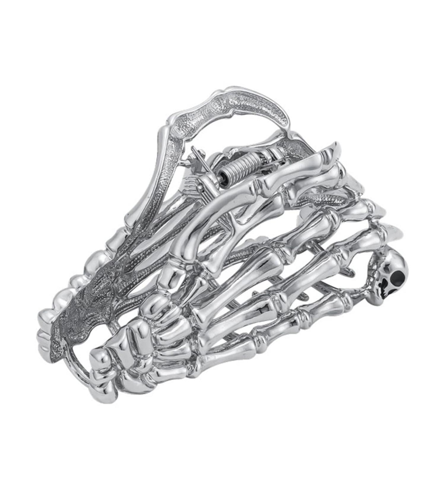 PLCPDM Hair Claw Clip Skull Claw Hair Clamps Punk Scary Ponytail Holder Catch Barrette Skeleton Hand Silver - Buy Online on GoSupps.com