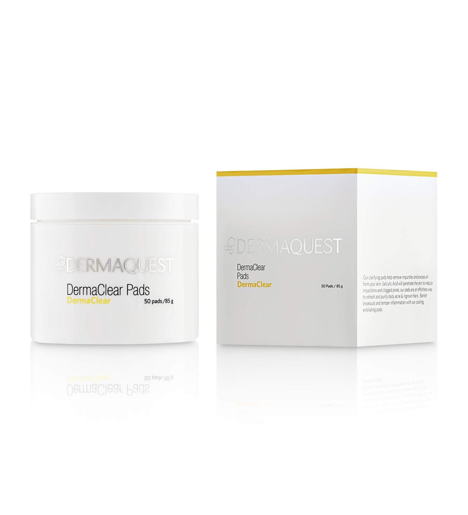 DermaQuest DermaClear Pads - Salicylic Acid Acne Treatment for Adults & Teens - 50 Acne Wipes for Face, Neck, Chest & Back - Buy Online on GoSupps.com