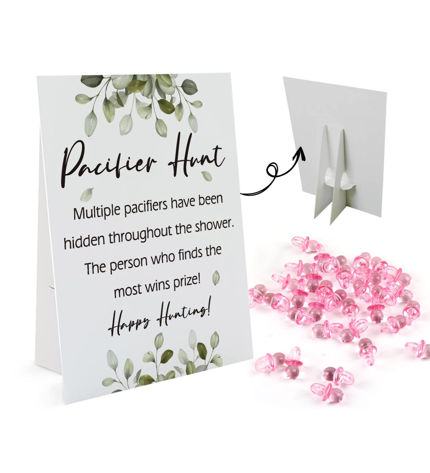 Baby Pacifier Hunt Baby Shower Game Set - 8 Signs, 50 Mini Acrylic Pacifiers - Gender Reveal Activity for Adults & Kids - Gender Neutral BPH03 - Buy Online on GoSupps.com