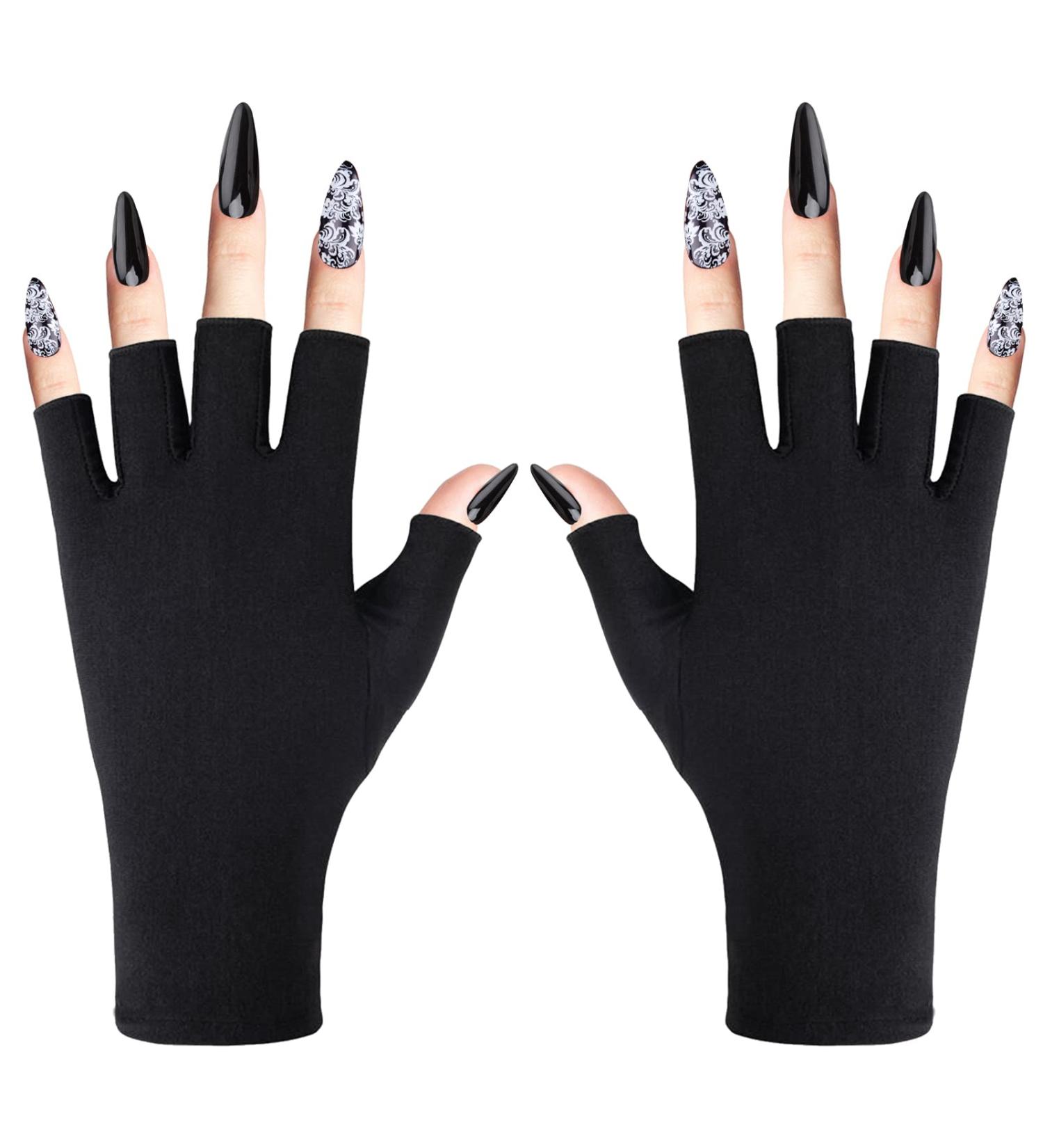 Molain Anti UV Gel Manicures Gloves - Professional Protection Fingerless Gloves for Nail Art & Skin Care - UV Shield Gloves in Black - Buy Online on GoSupps.com