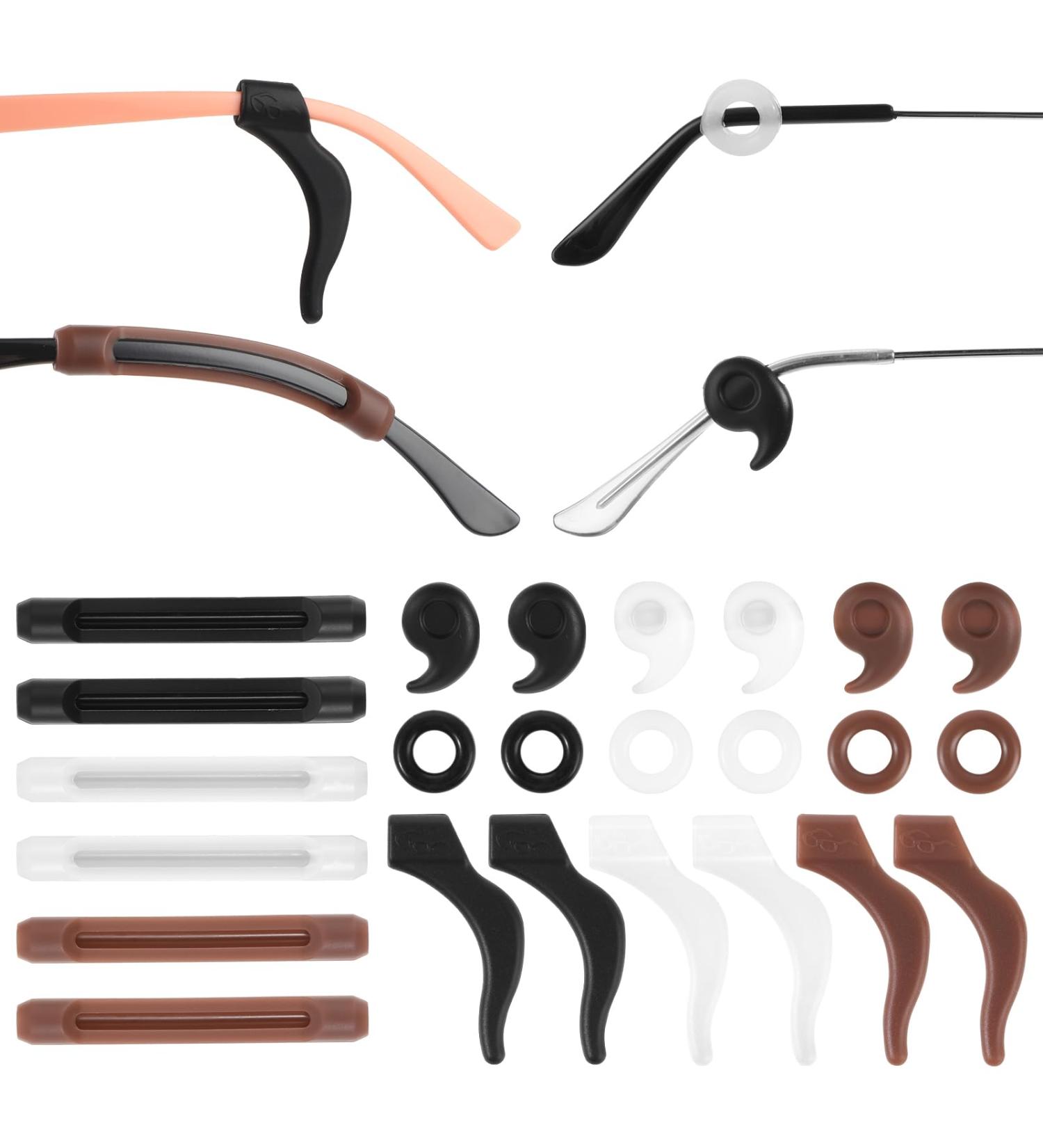 Qianyu Anti-Slip Silicone Glasses Ear Pads - 12 Pairs Soft & Comfortable Covers in 4 Designs for All Glasses - Buy Online on GoSupps.com