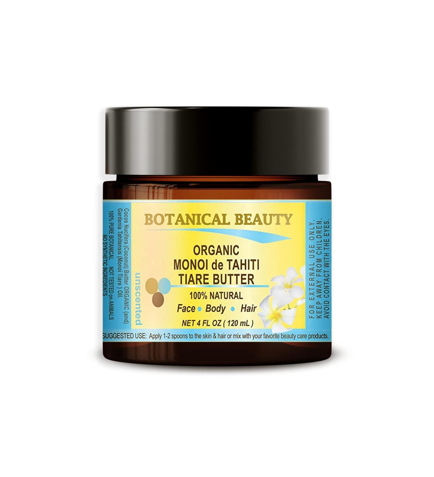 ORGANIC MONOI de TAHITI TIARE BUTTER 100 % Natural / 100% PURE BOTANICALS / UNSCENTED. 4 Fl.oz.- 120 ml. For Skin  Hair and Nail Care. One of the most extraordinary butters for skin and hair care with Tiare flowers infu...