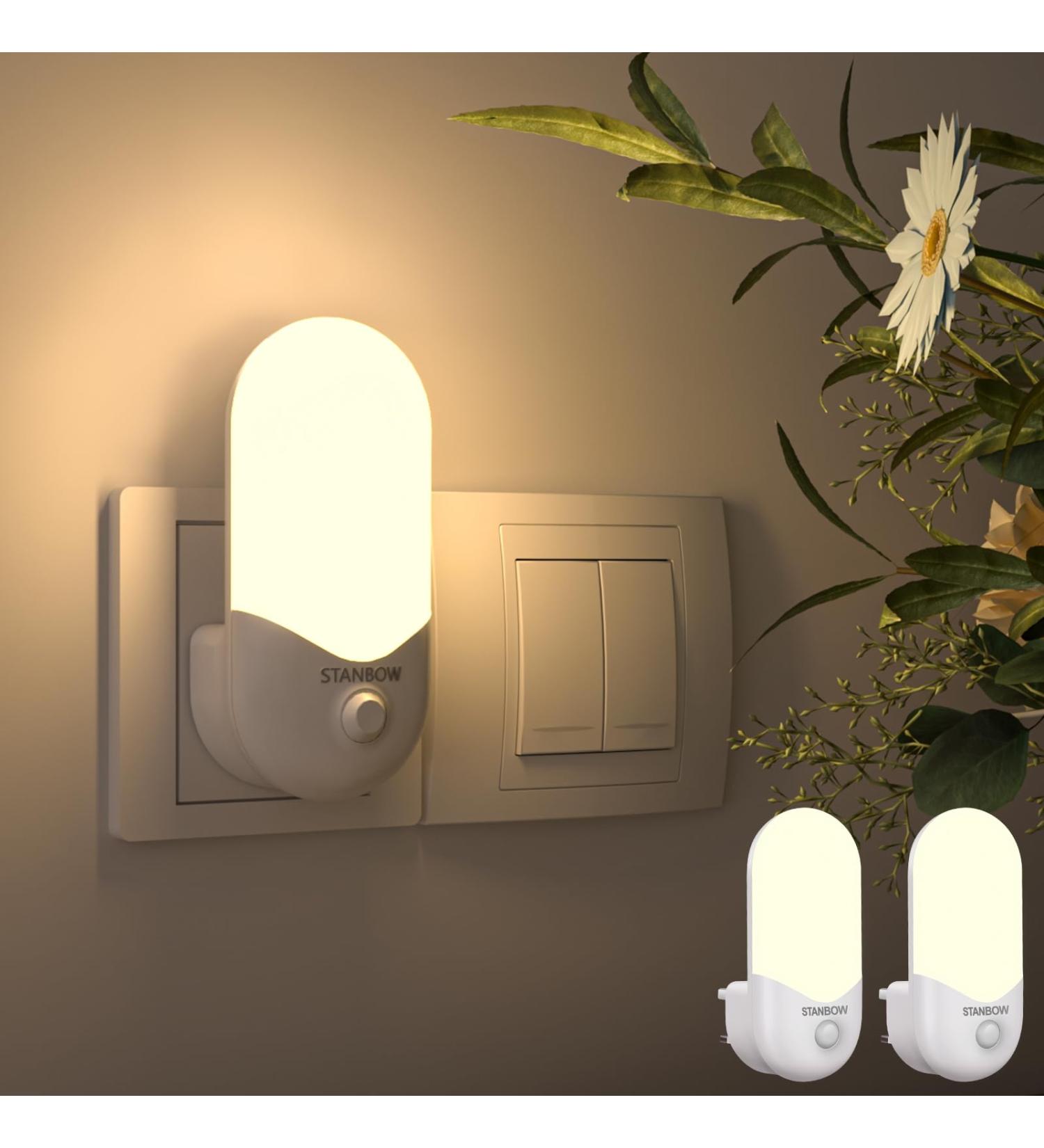 Stanbow 2 Night Light Socket with Twilight Sensor & Motion Detector - LED Night Lamp for Childrens Rooms Stairs Kitchen & Bathroom - Warm White - Buy Online on GoSupps.com