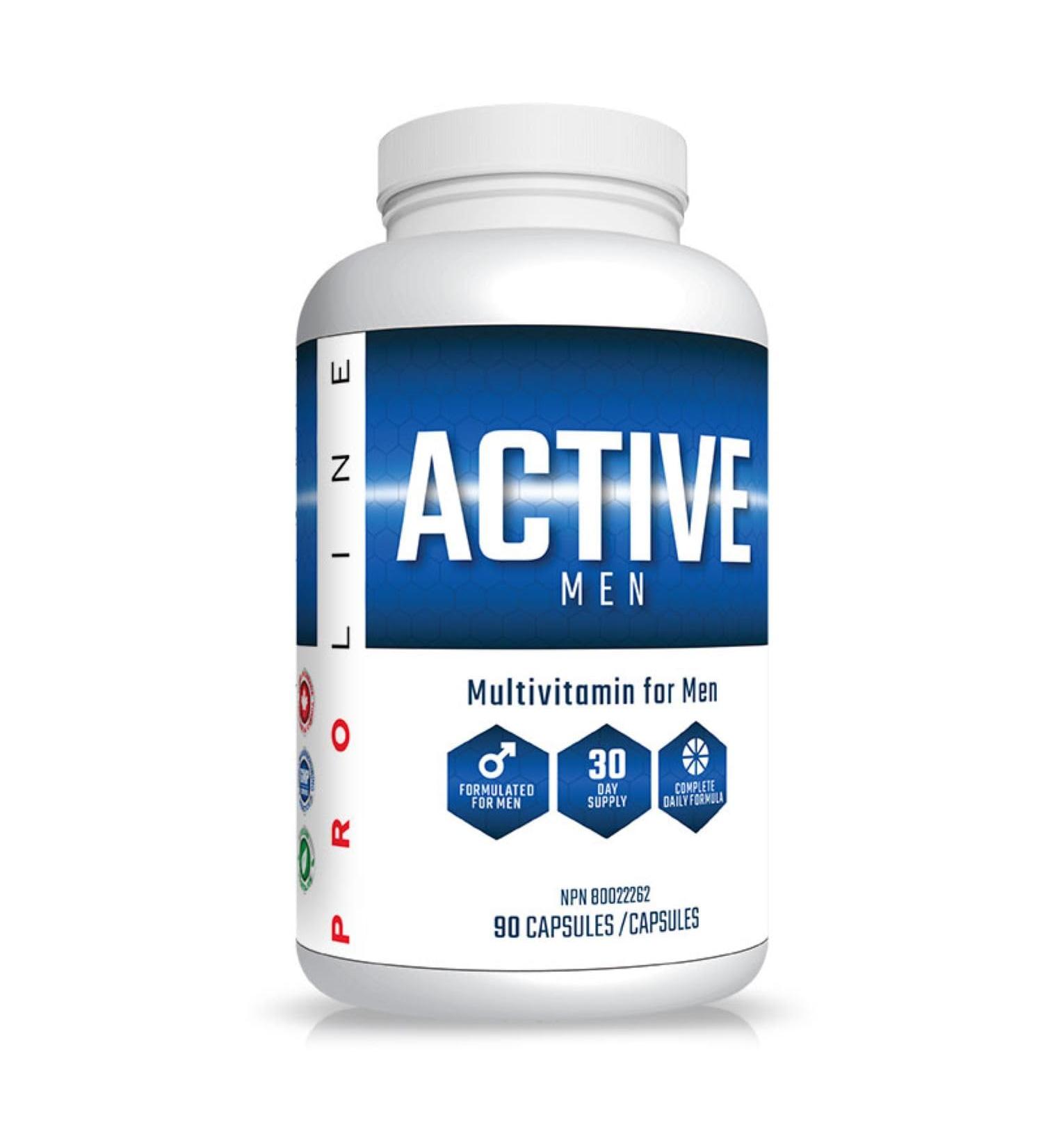 Pro Line Active Men Multivitamin | Complete Daily Formula Multivitamin for Men | Multivitamin for Vitamin & Mineral Support Nutritional Support Maintenance of Good Health | 30 Day Supply 90 Capsules