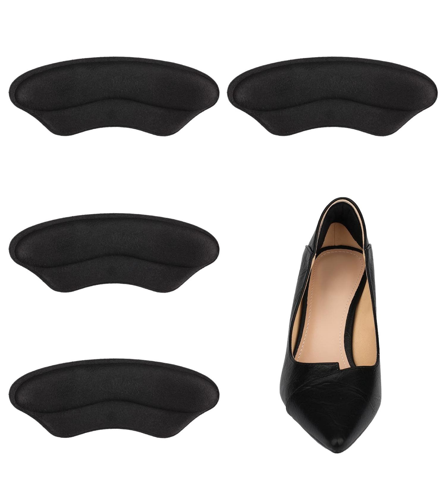 KINBOM 2 Pair Self-Adhesive Heel Grips Cushions for Loose Shoes - Black | Heel Pads for High Heels, Sneakers, Men, Women - Buy Online on GoSupps.com